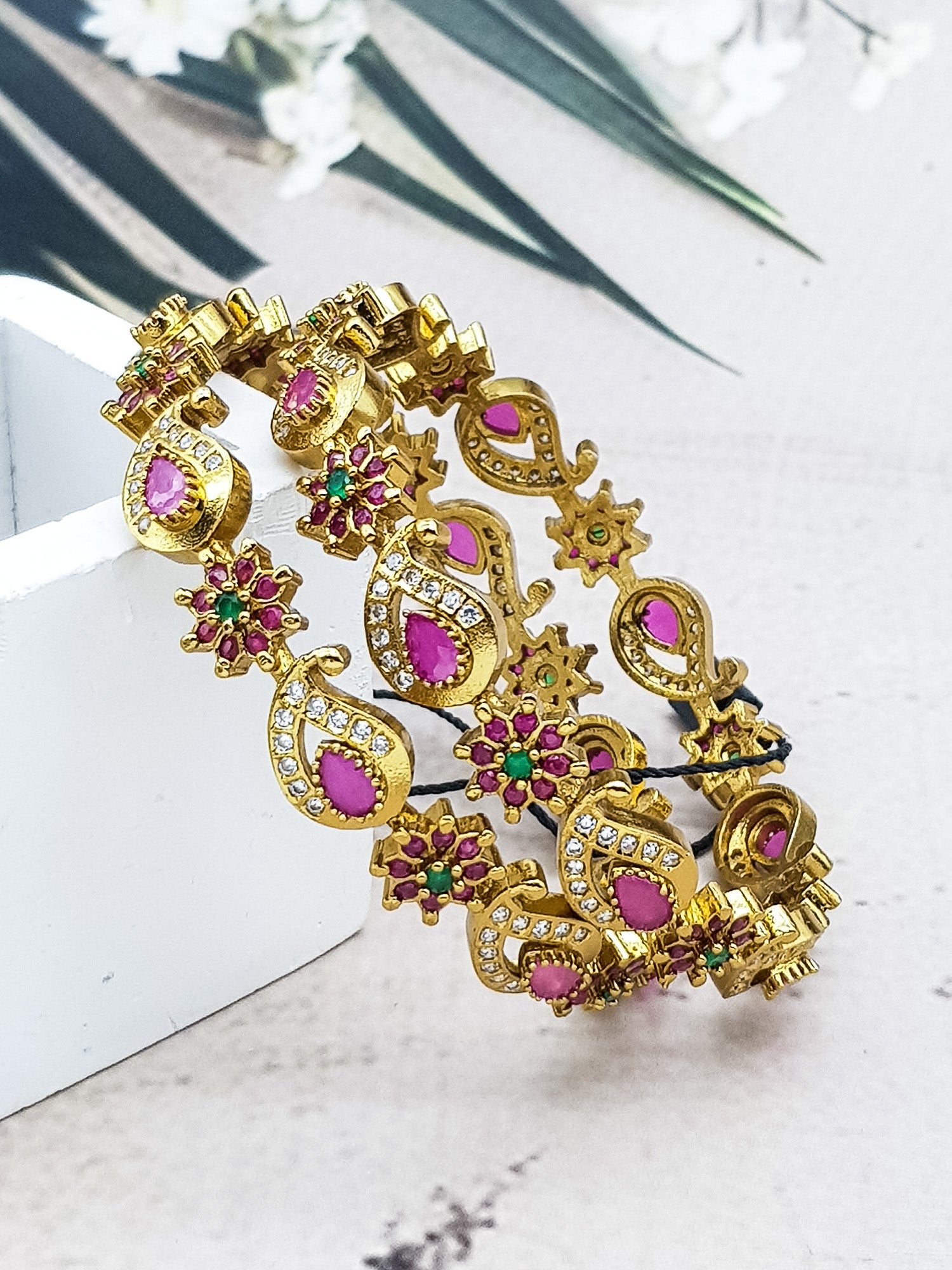 Gold plated AD bangles set of 2
