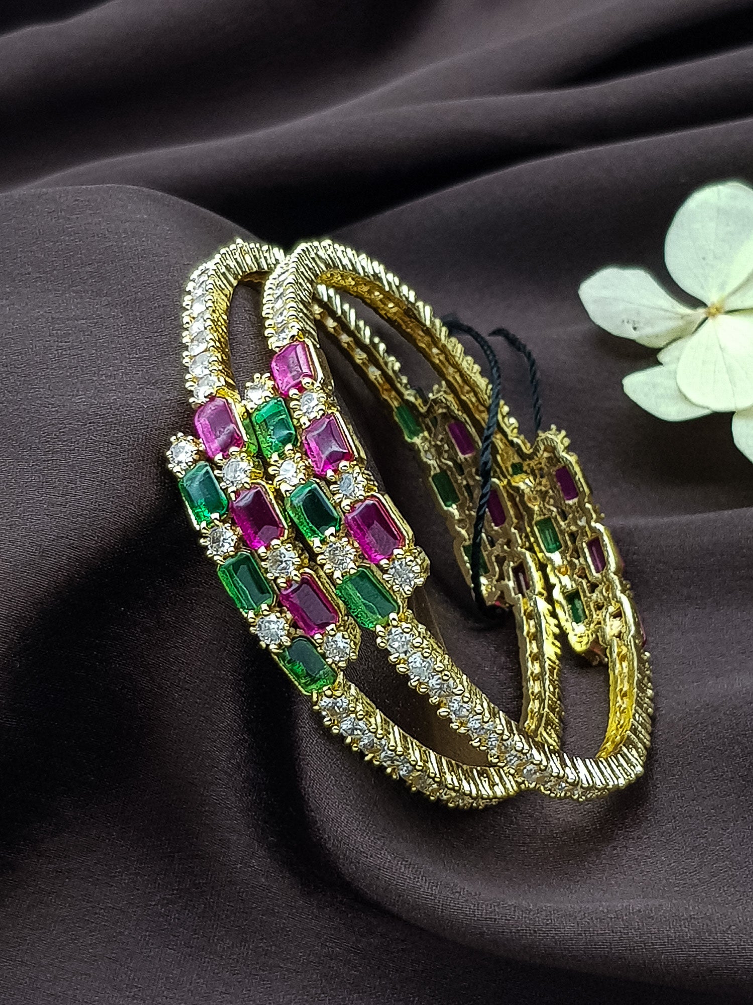Gold plated AD bangles set of 2