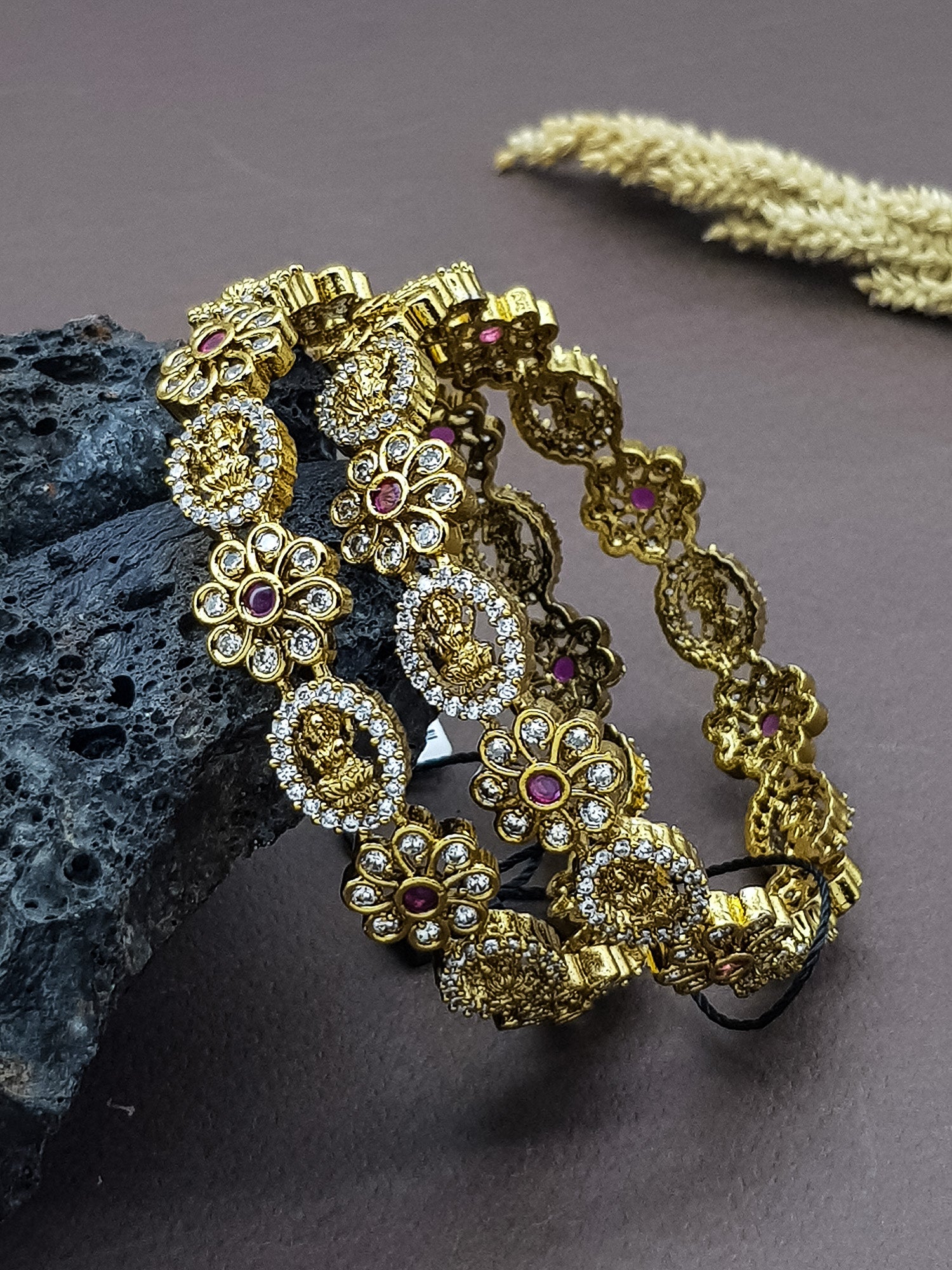 Gold plated AD bangles set of 2