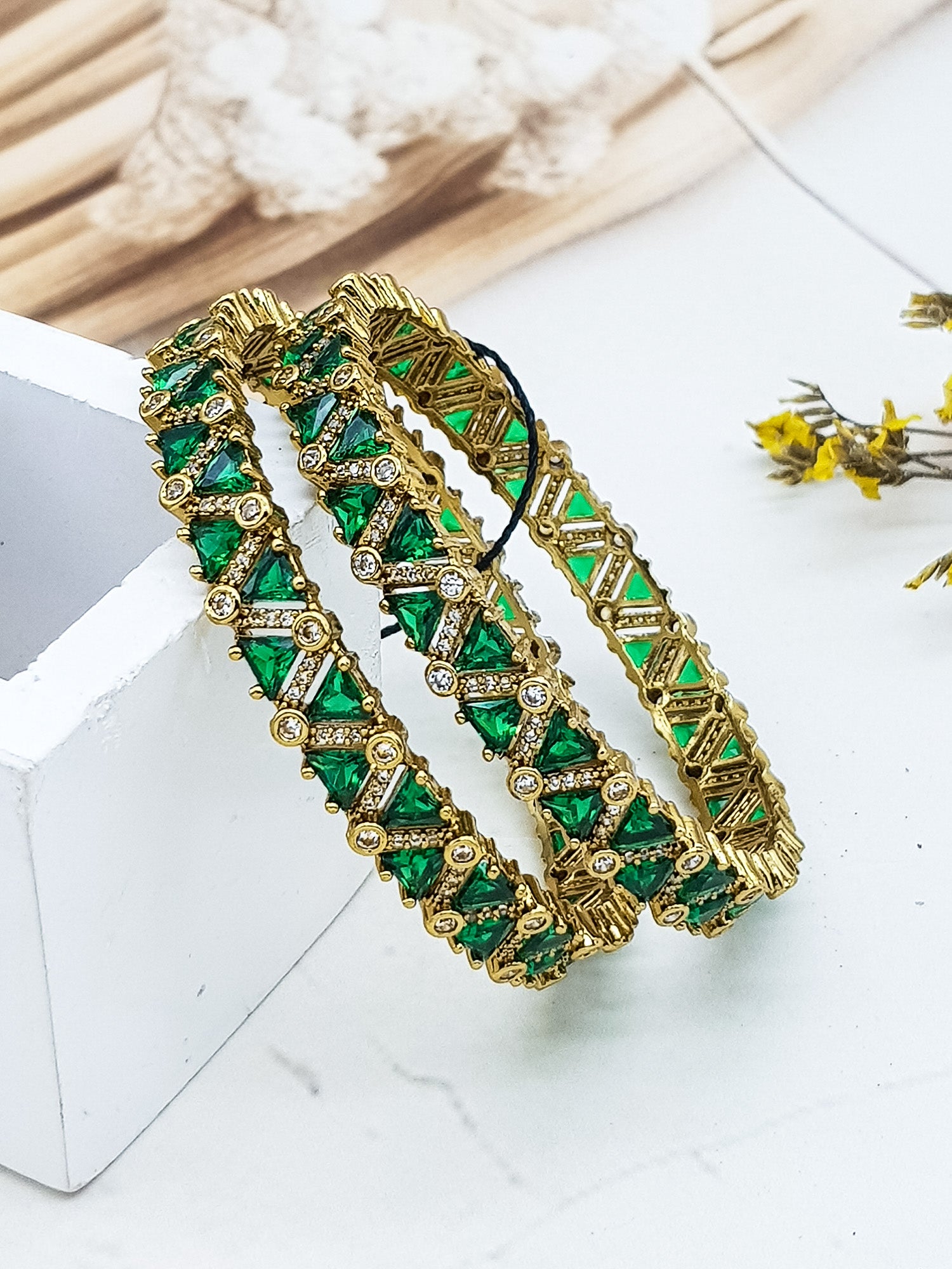 Gold plated AD bangles set of 2