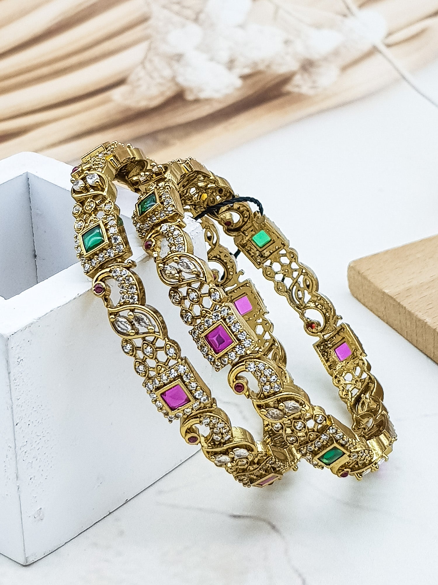 Gold plated AD bangles set of 2