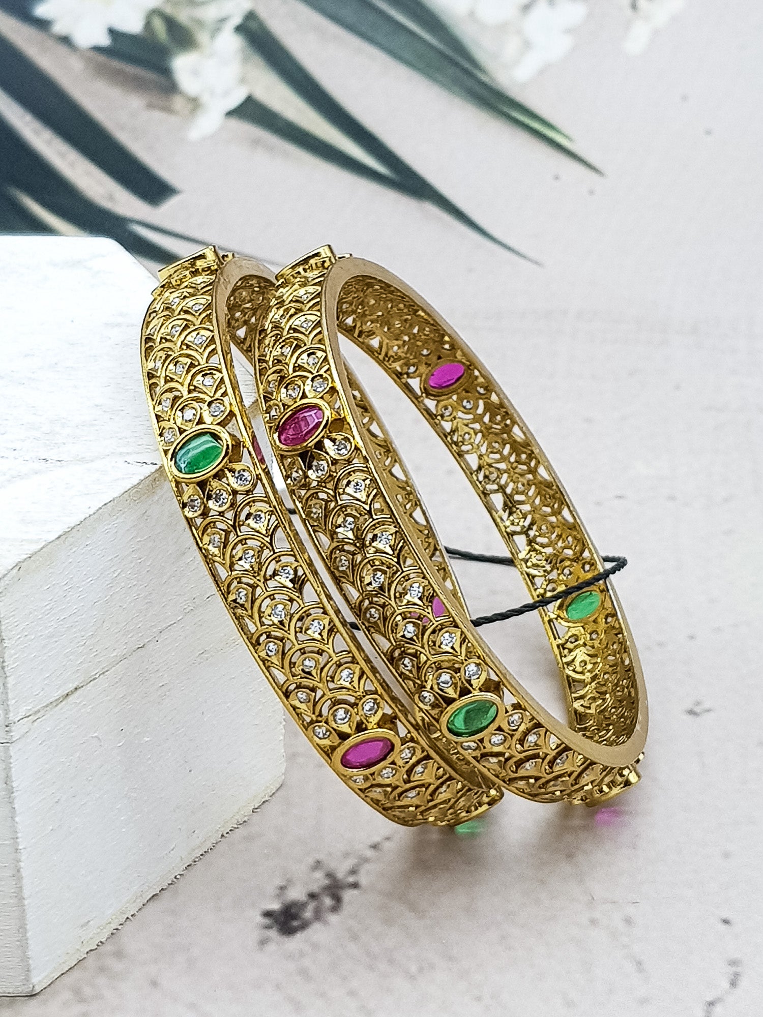 Gold plated AD bangles set of 2