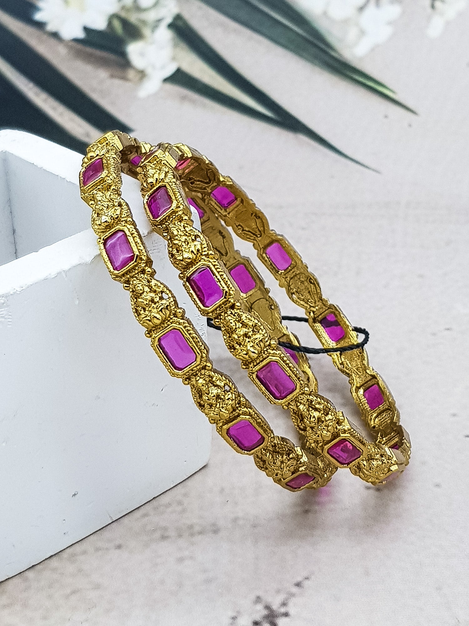 Gold plated AD bangles set of 2