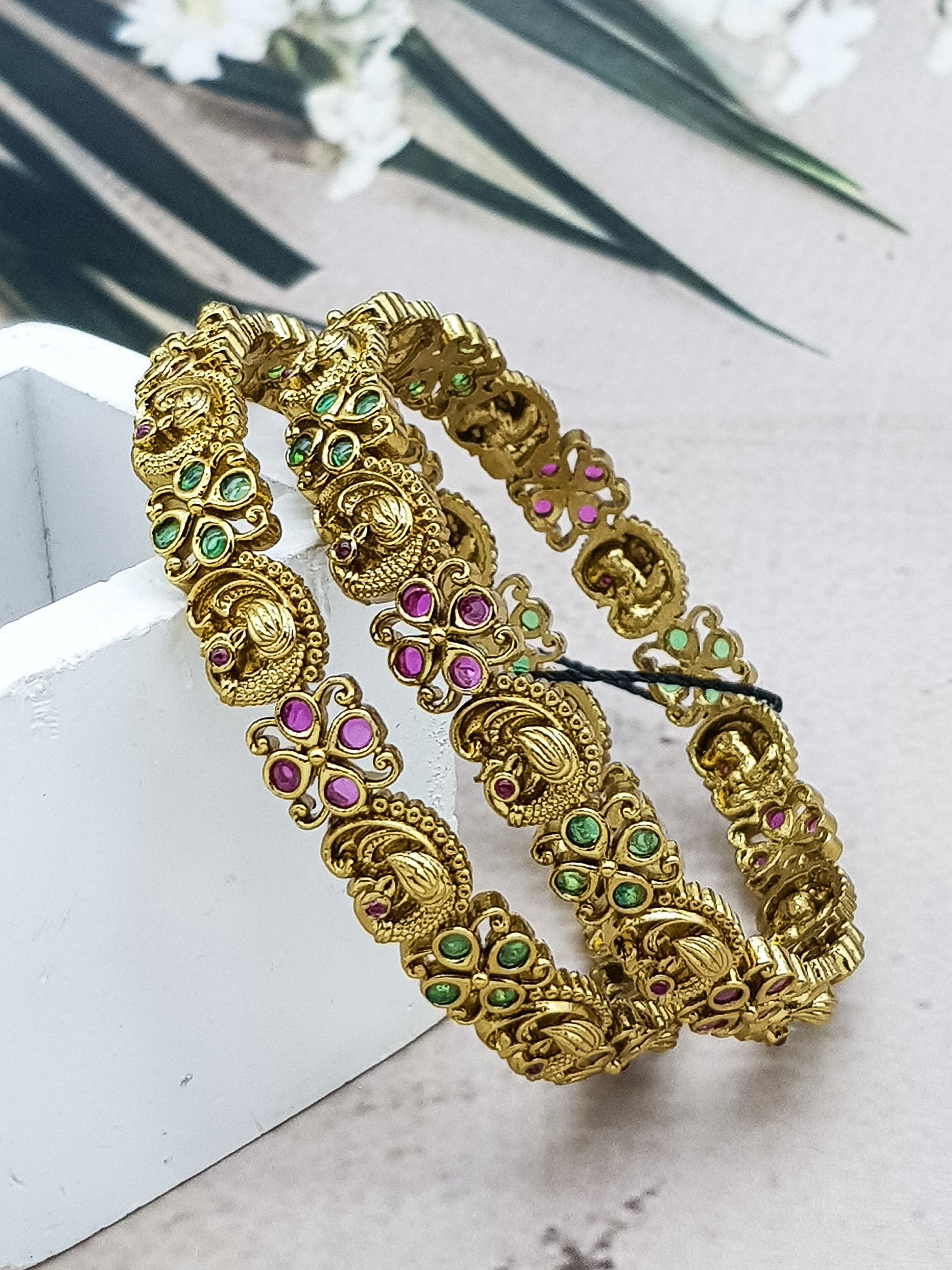 Gold plated AD bangles set of 2