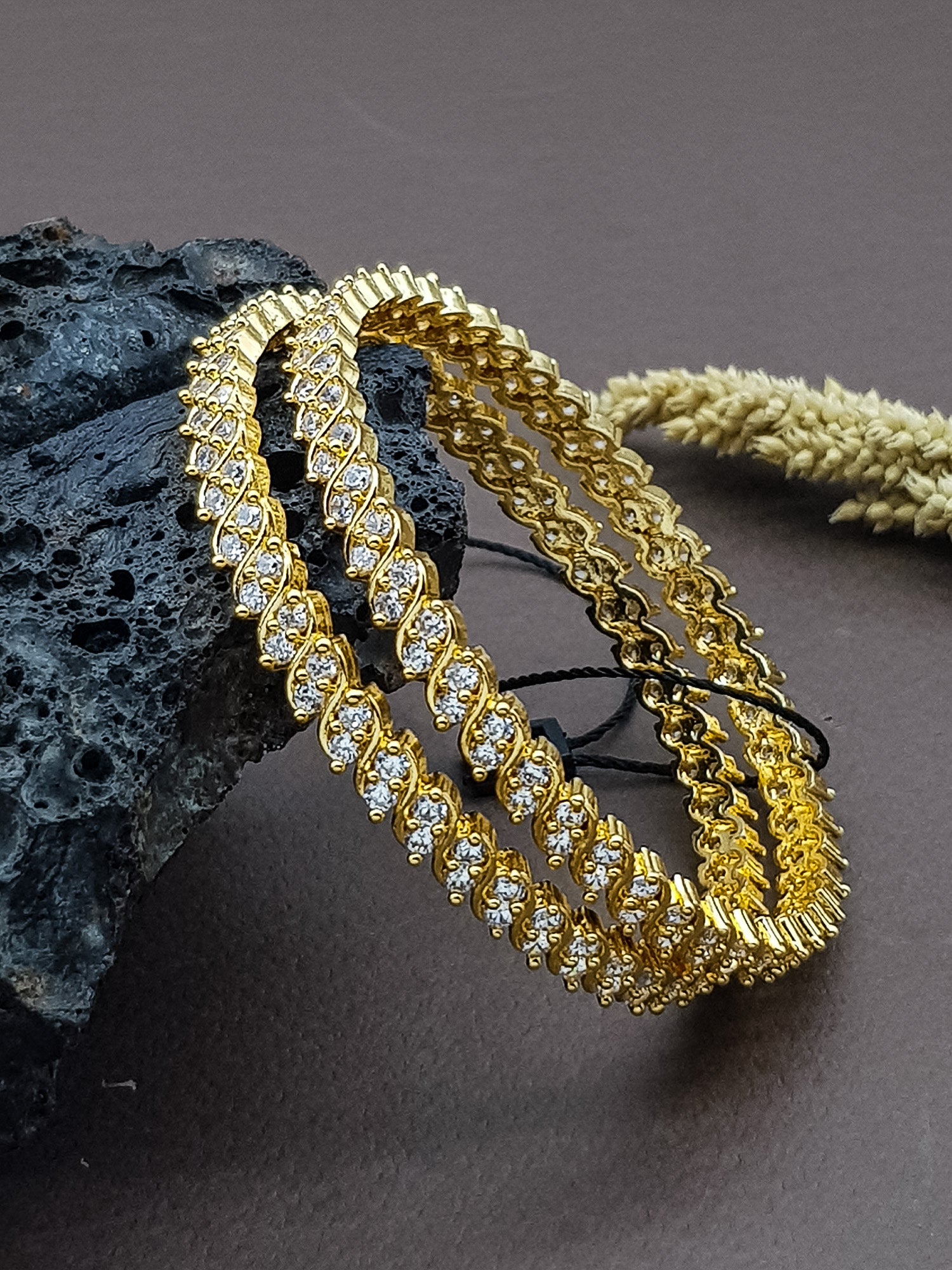 Gold plated AD bangles set of 2