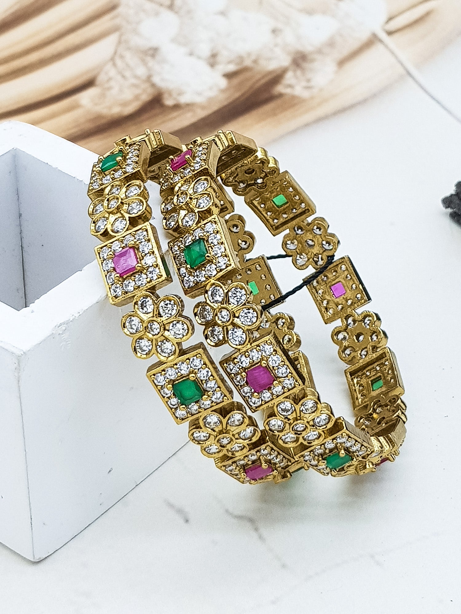 Gold plated AD bangles set of 2