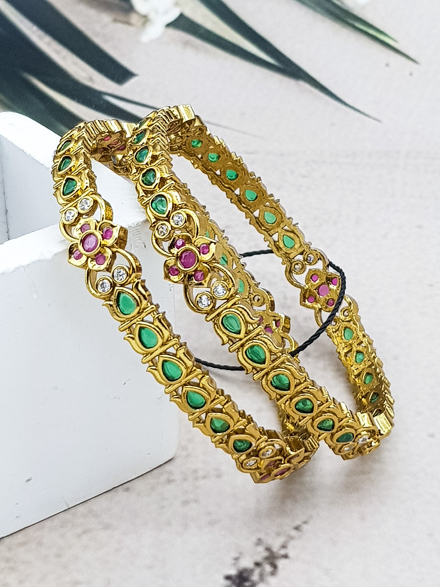 Gold plated AD bangles set of 2