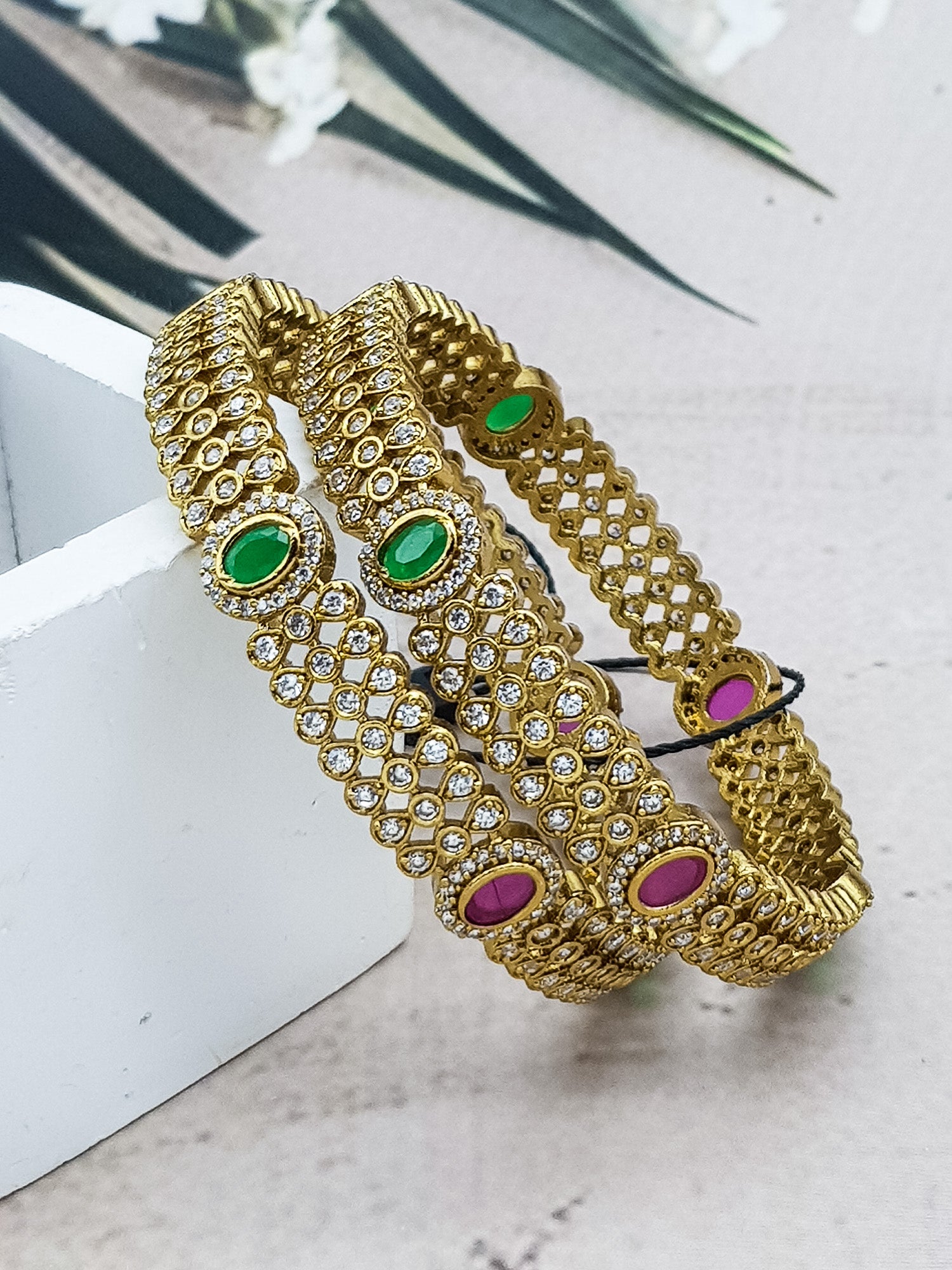 Gold plated AD bangles set of 2