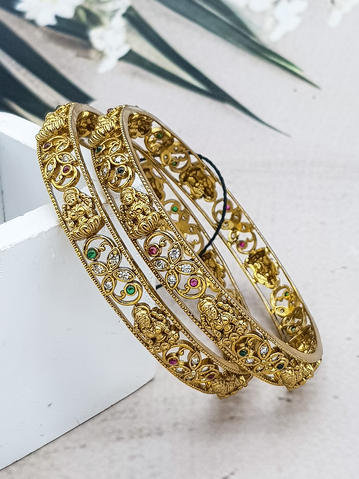 Gold plated AD bangles set of 2