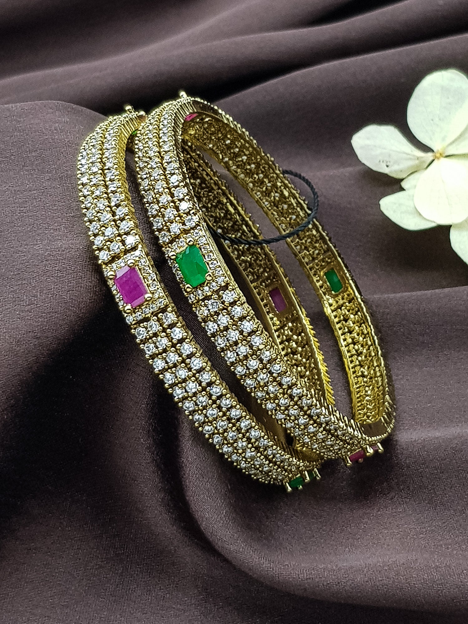 Gold plated AD bangles set of 2
