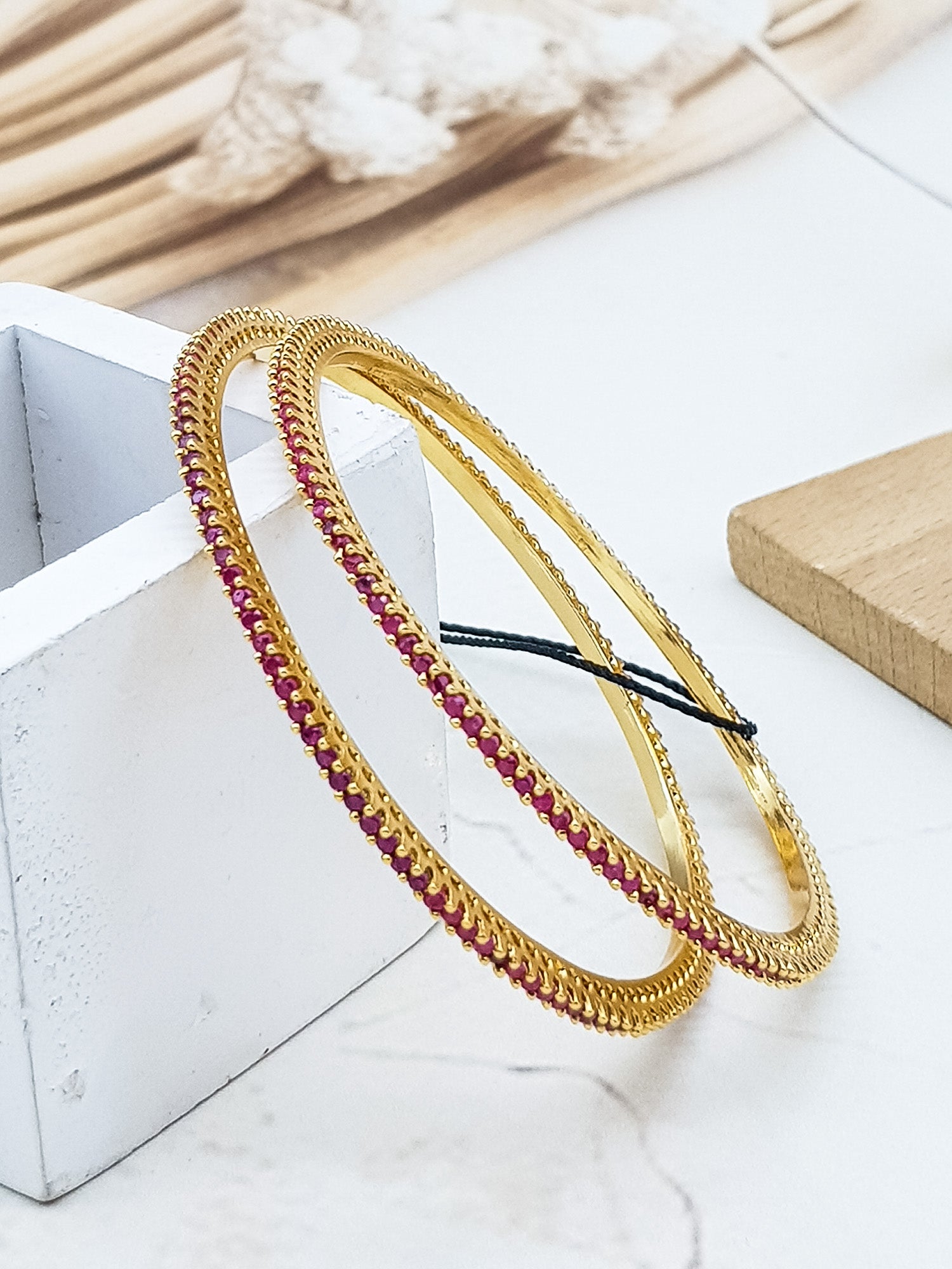 Gold plated AD bangles set of 2