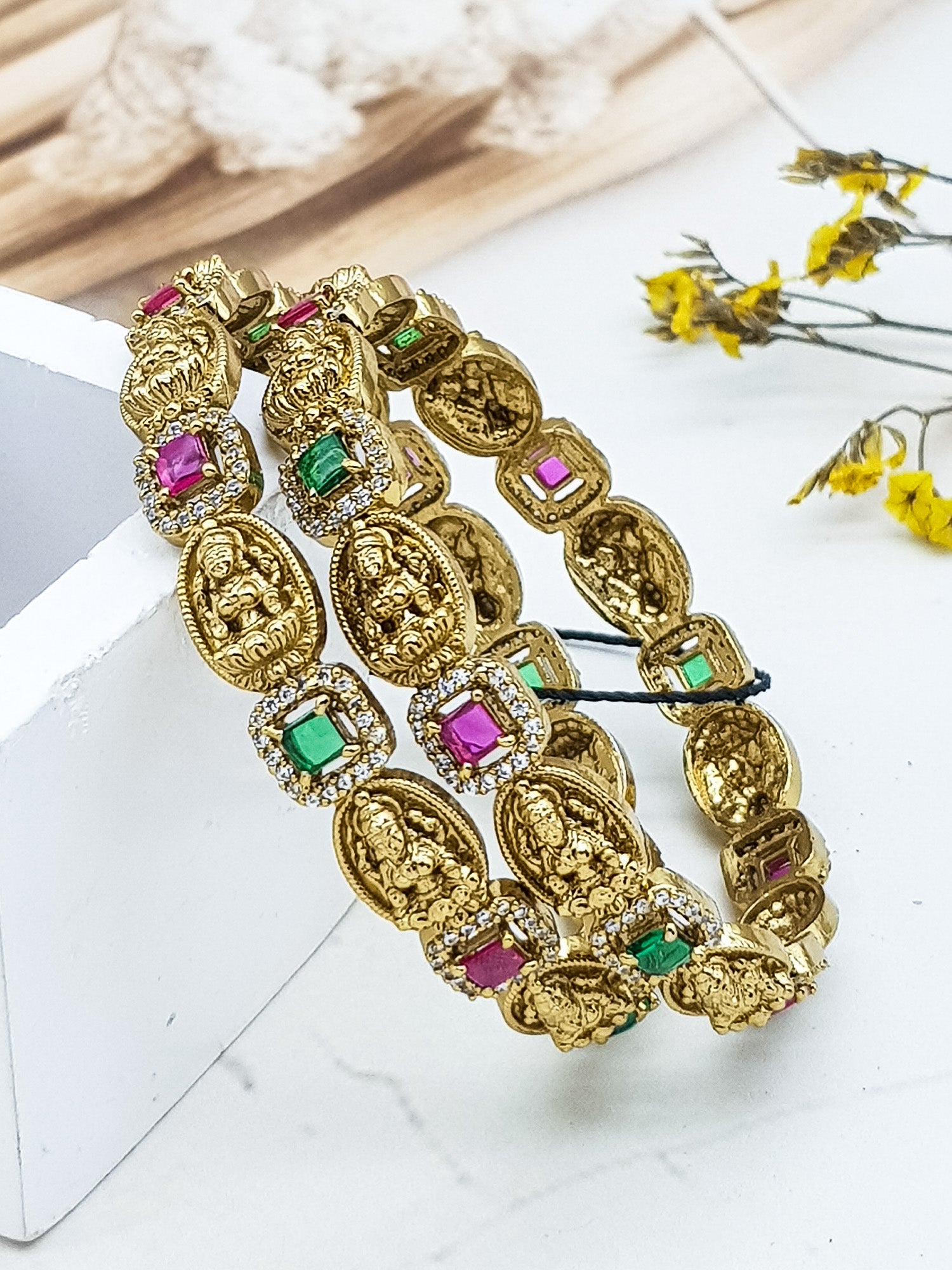 Gold plated AD bangles set of 2