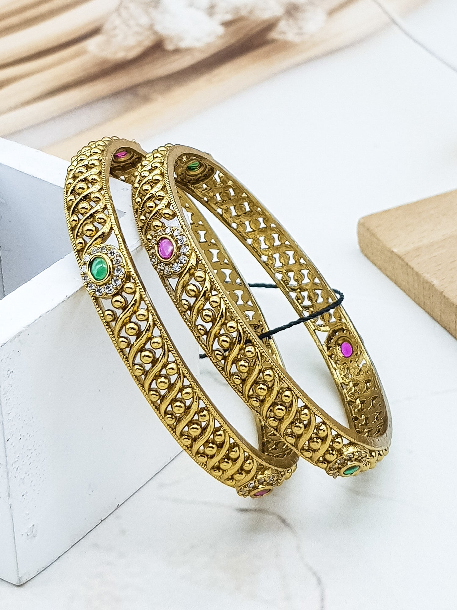 Gold plated AD bangles set of 2