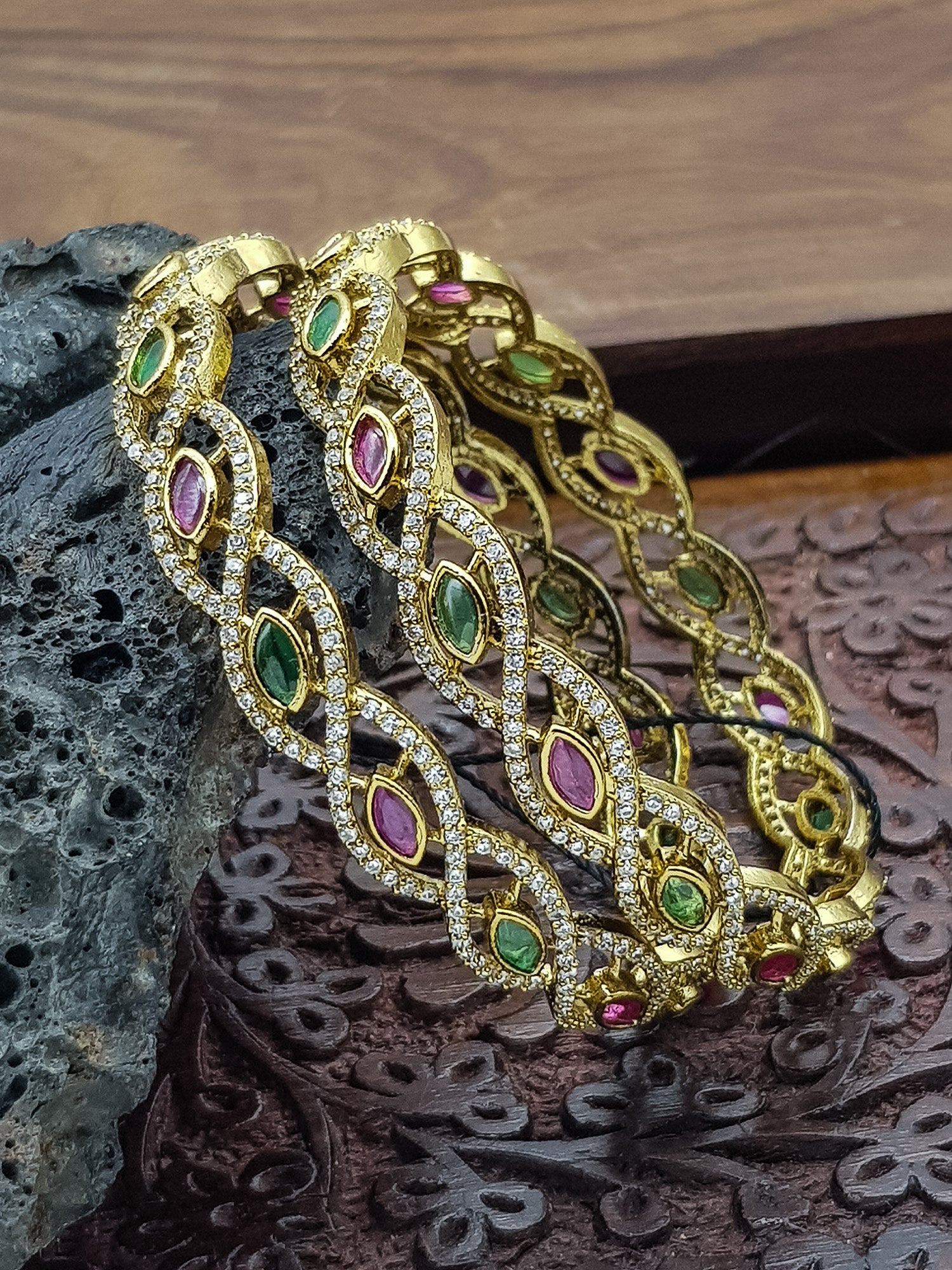 Gold plated AD bangles set of 2