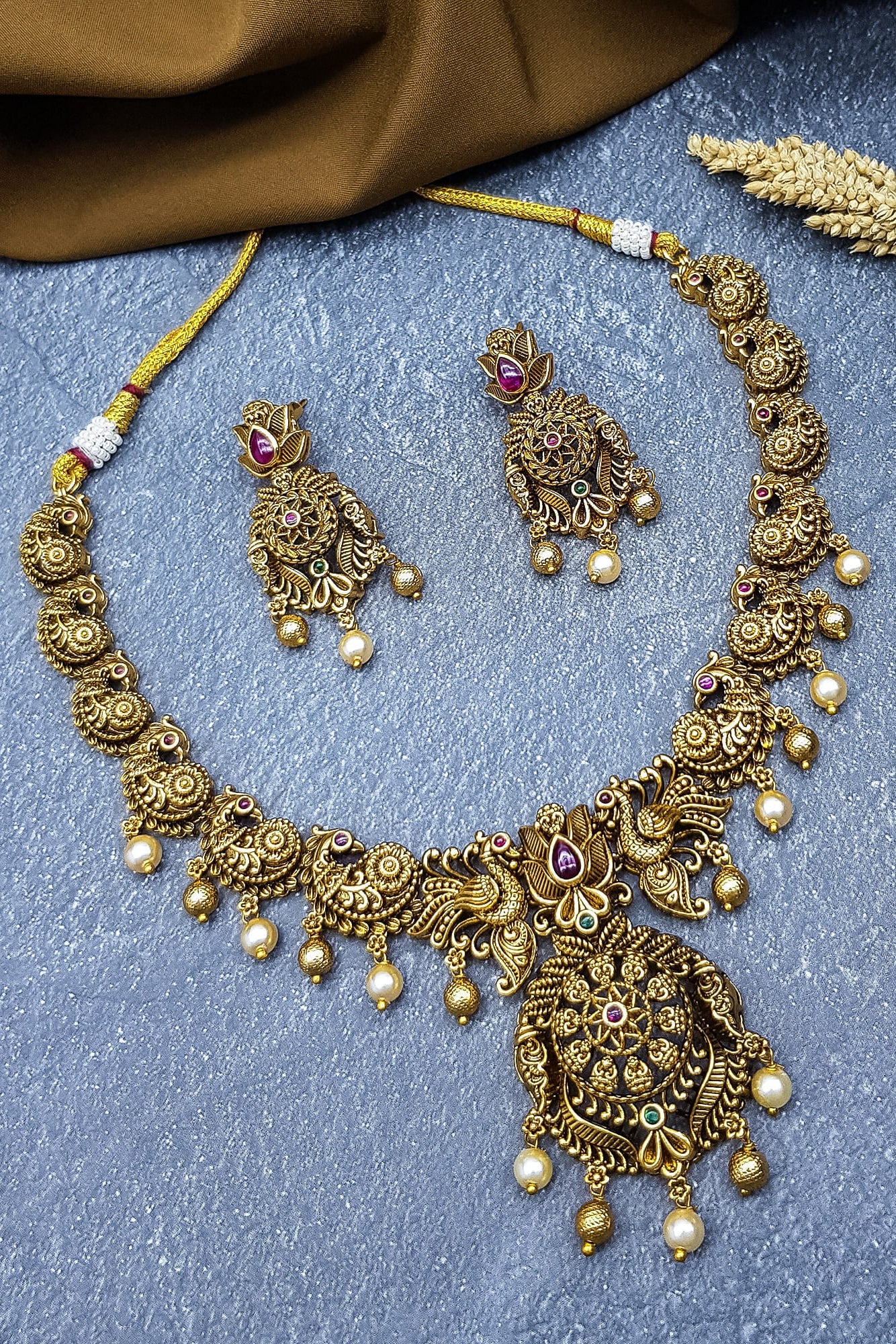 Premium Gold Plated Premium Antique Necklace Set