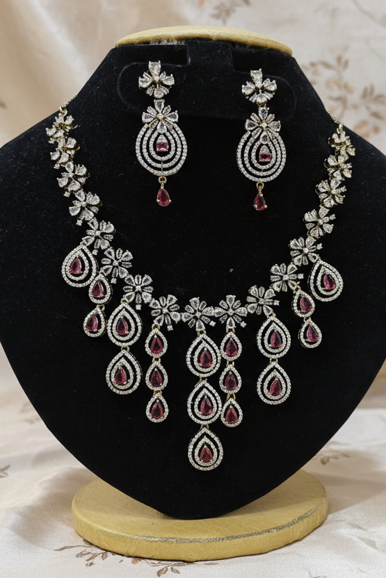 Gold Plated premium CZ short Necklace Set