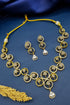 Gold Plated Premium Red Ruby Like AD Necklace Set Geometric pattern