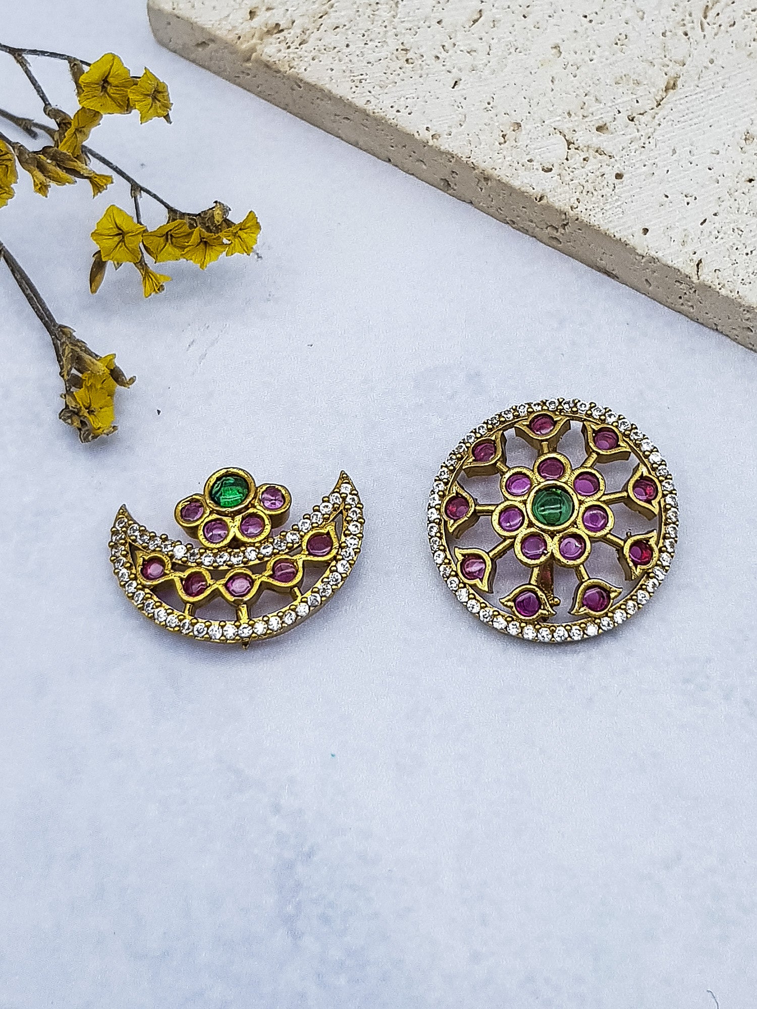 Gold Plated CZ Hair Moon Hair accessories suraj chand