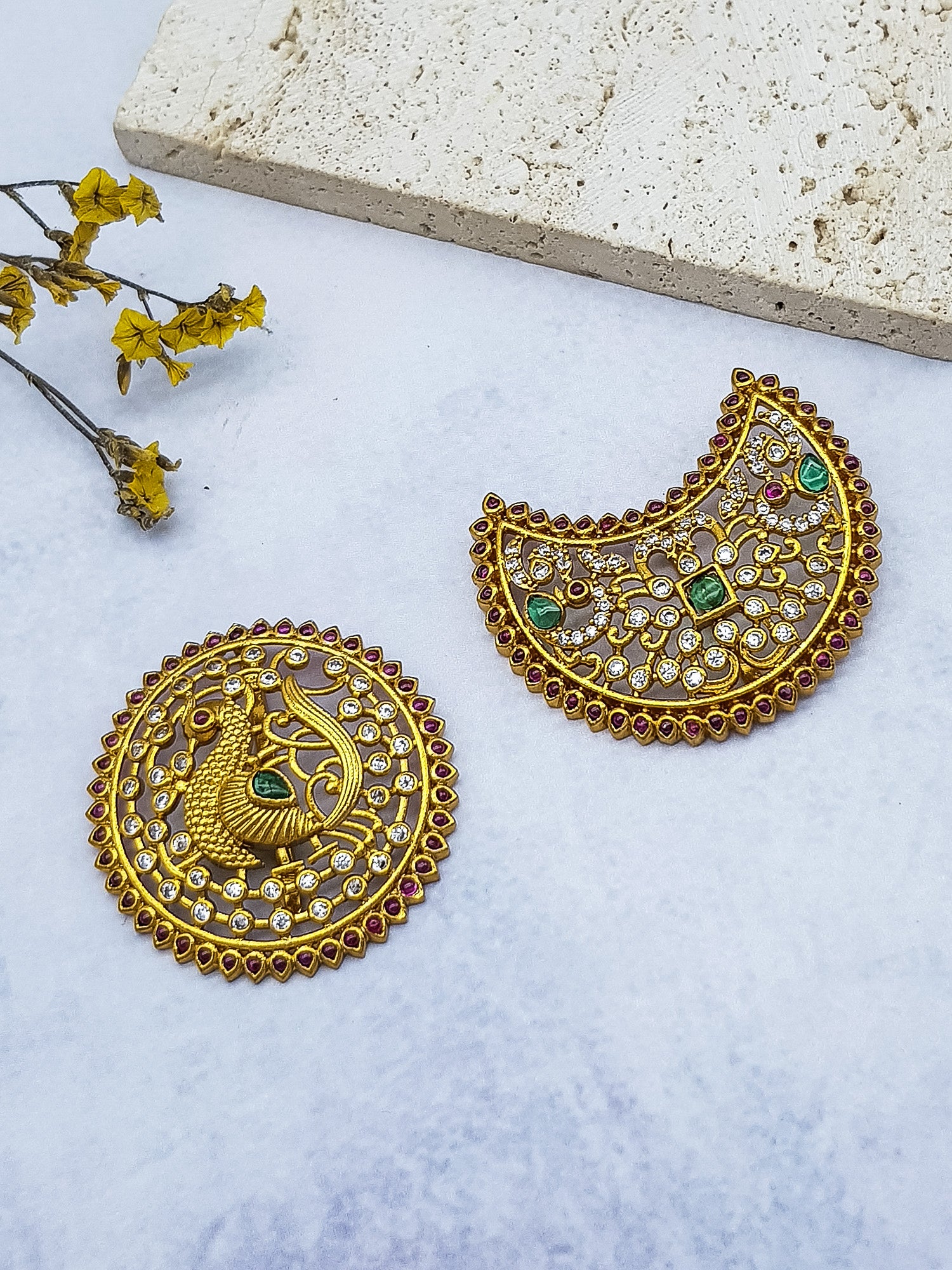 Gold Plated CZ Hair Moon Hair accessories suraj chand