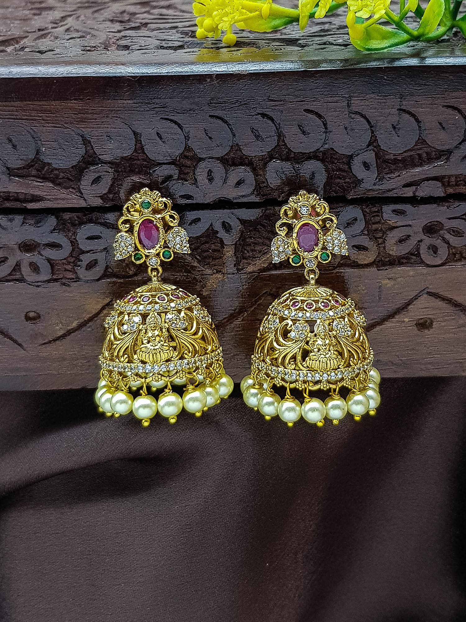 Premium gold plated CZ Jhumki / earrings