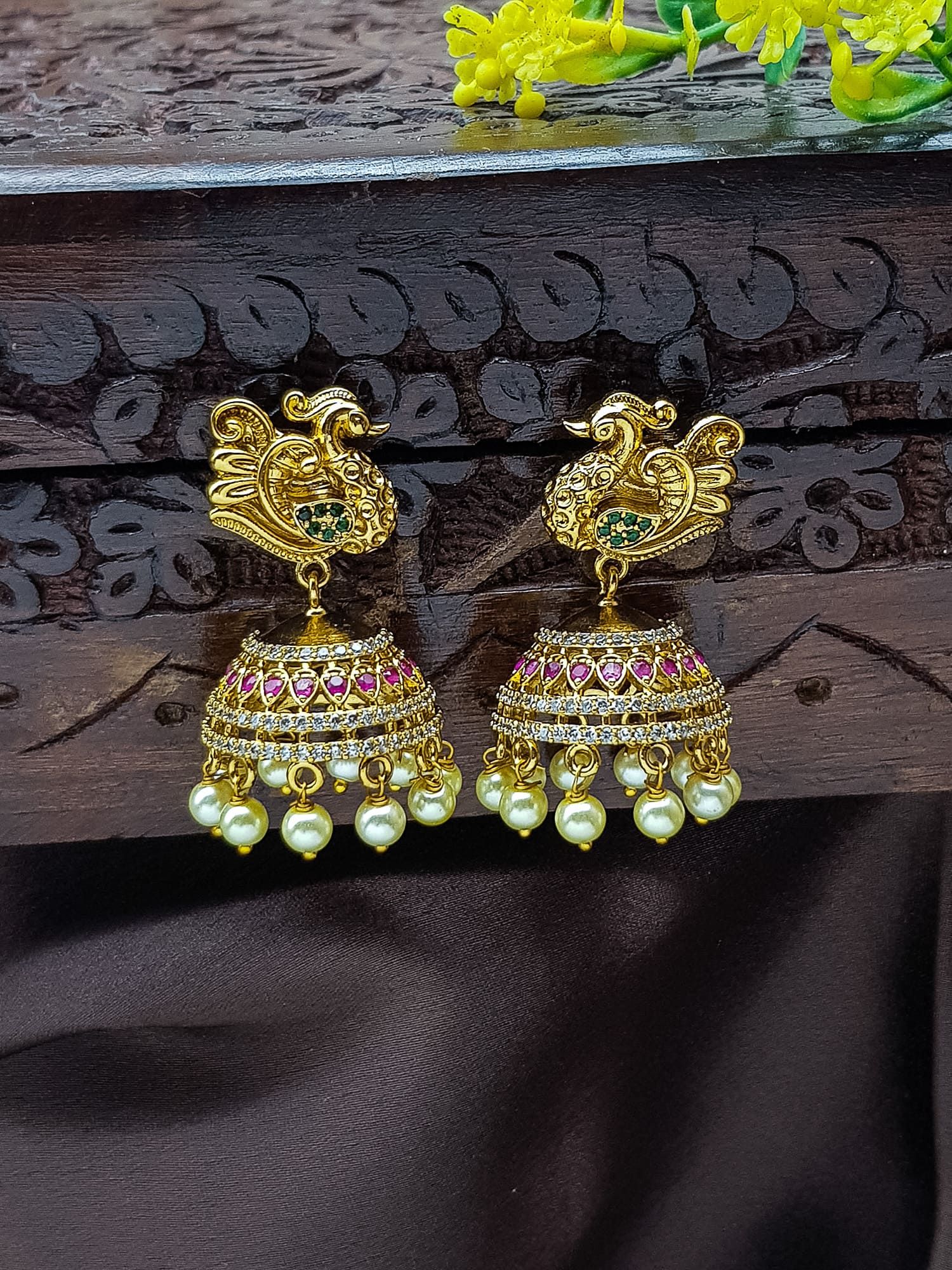 Premium gold plated CZ Jhumki / earrings