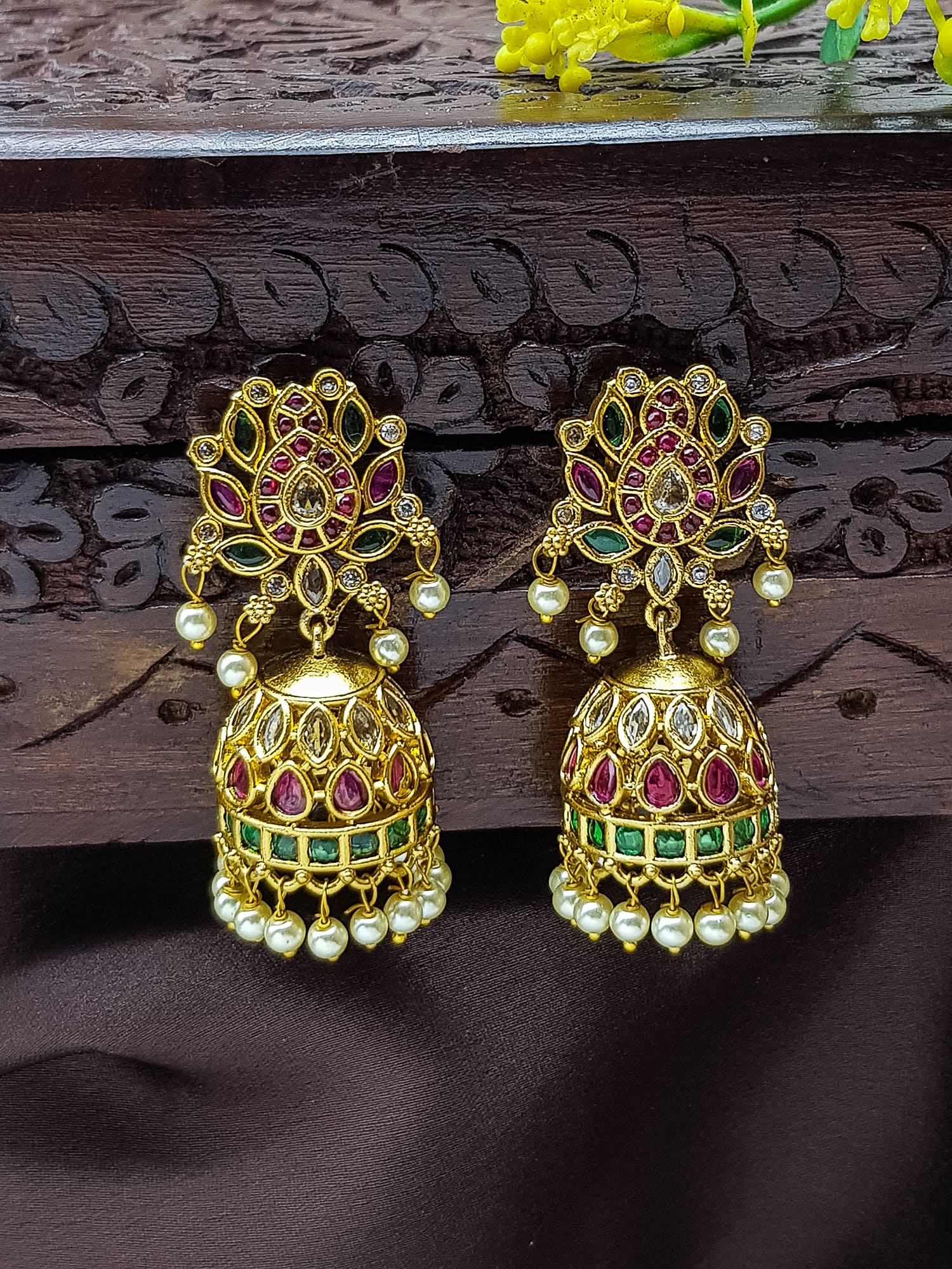 Premium gold plated CZ Jhumki/ earrings