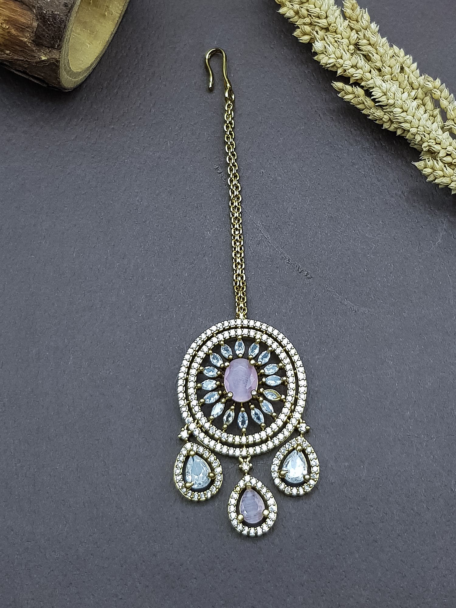 White Gold Plated Premium CZ Tikka