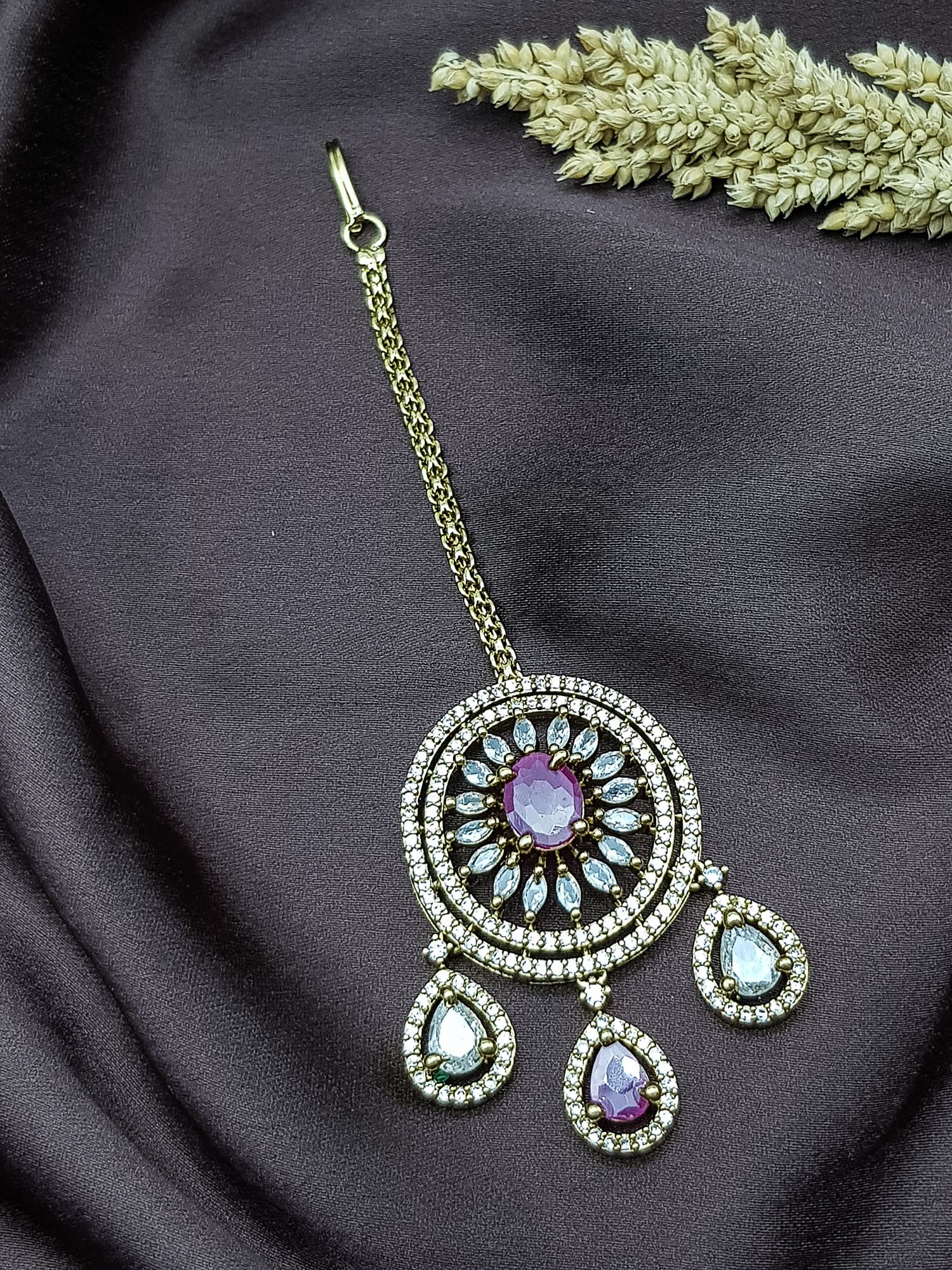 White Gold Plated Premium CZ Tikka