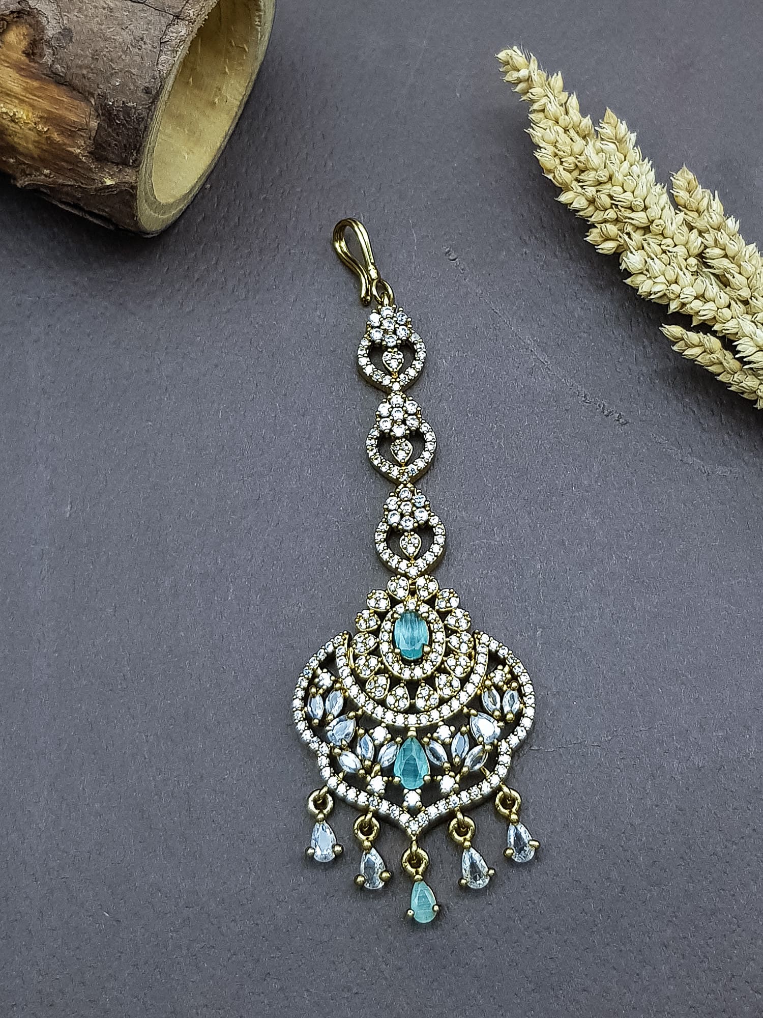 White Gold Plated Premium CZ Tikka