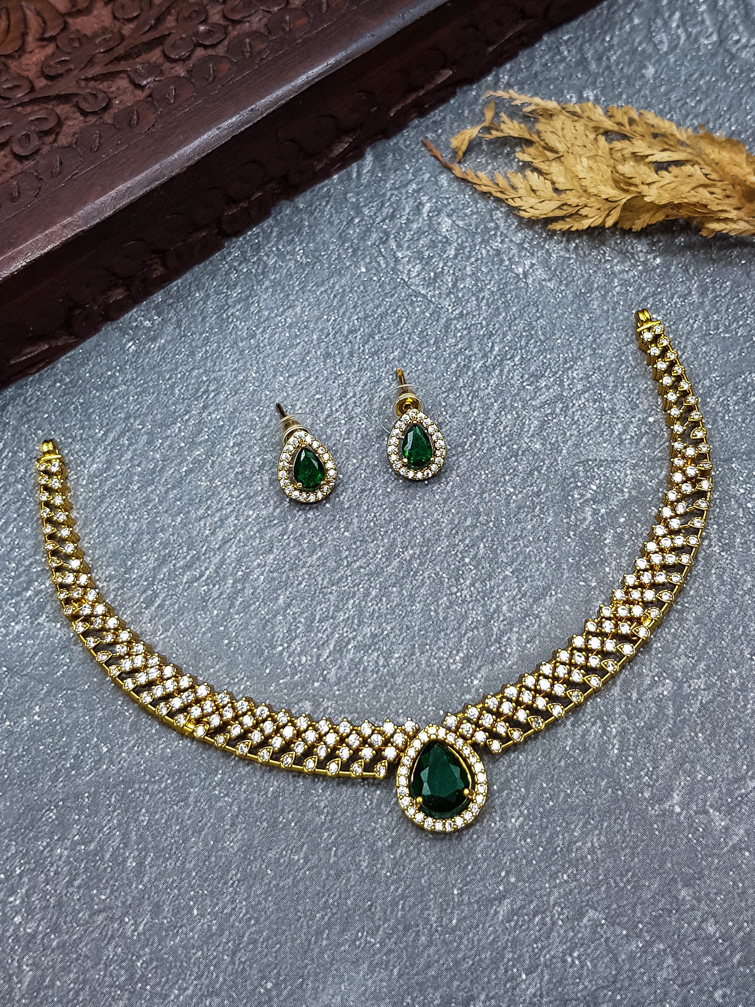 Premium Gold Plated CZ Neklace Set
