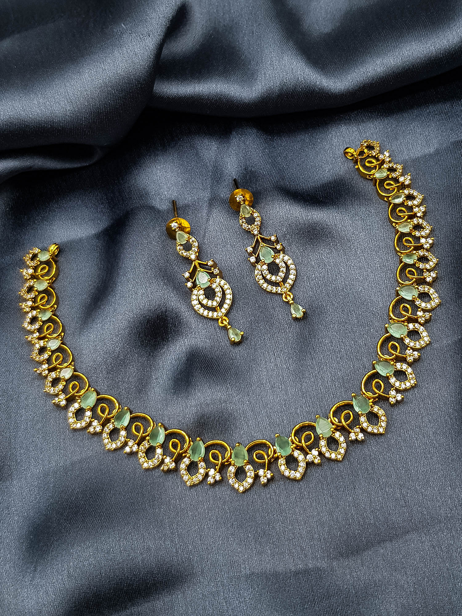 Premium Gold Plated CZ Neklace Set