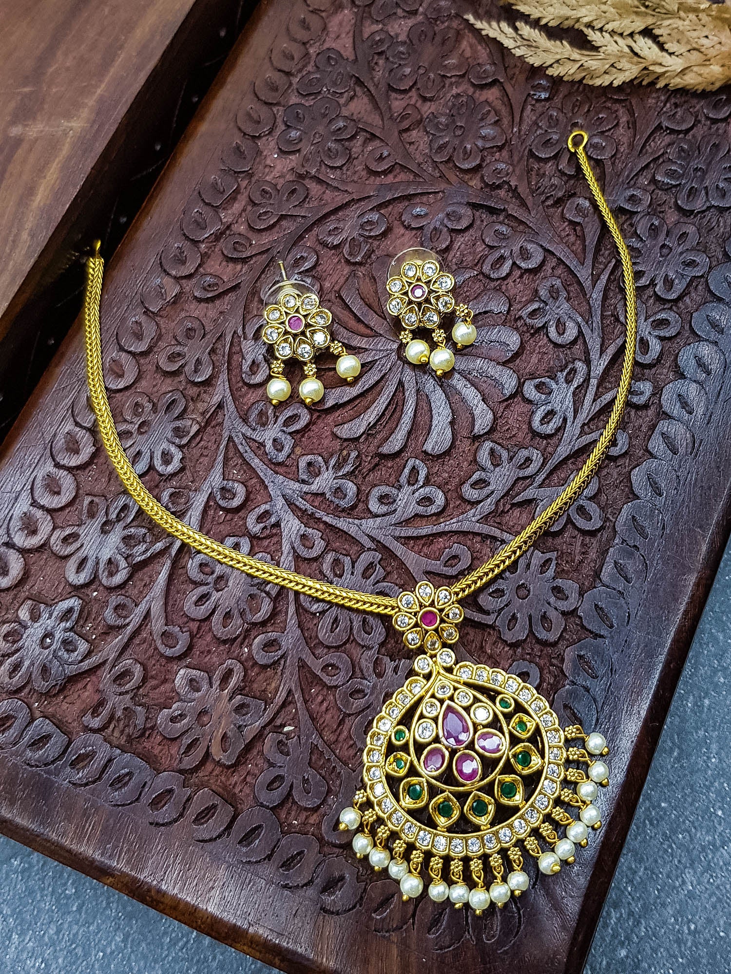 Premium Gold Plated CZ Neklace Set