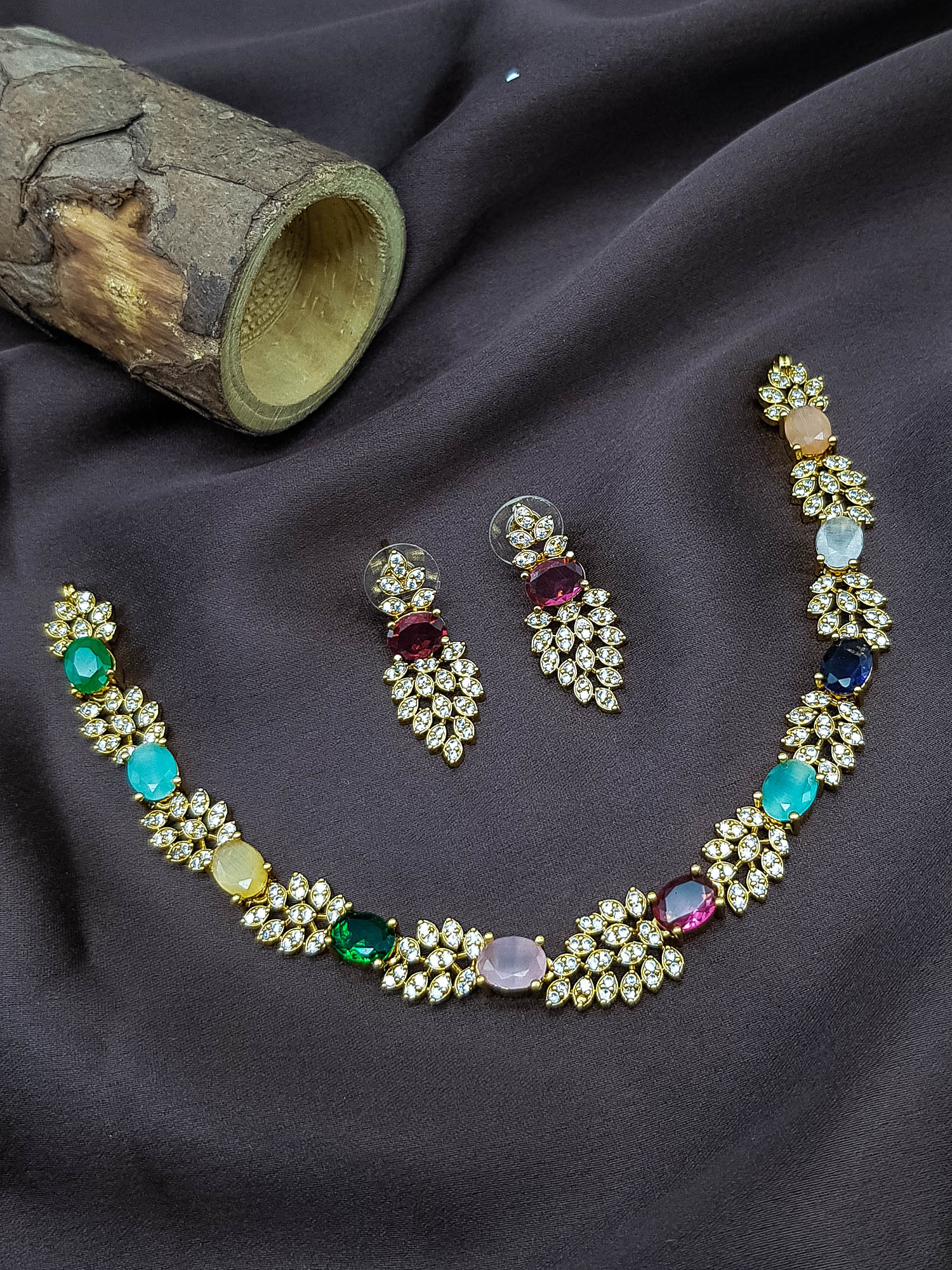 Premium Gold Plated CZ Neklace Set