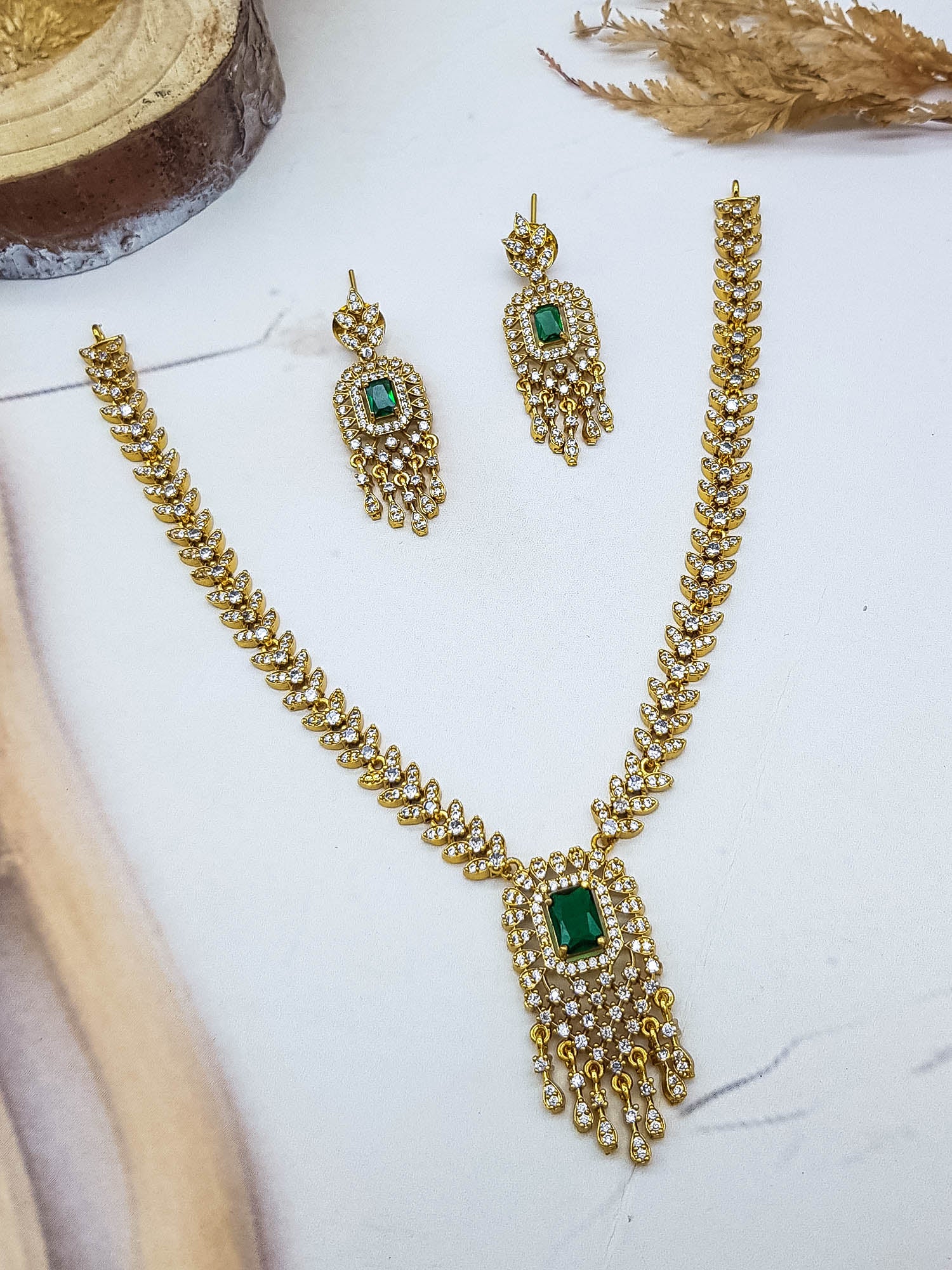 Premium Gold Plated CZ Neklace Set