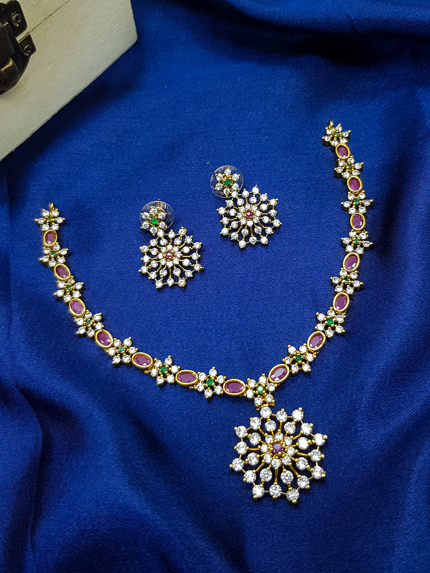 Premium Gold Plated Short CZ Necklace Set