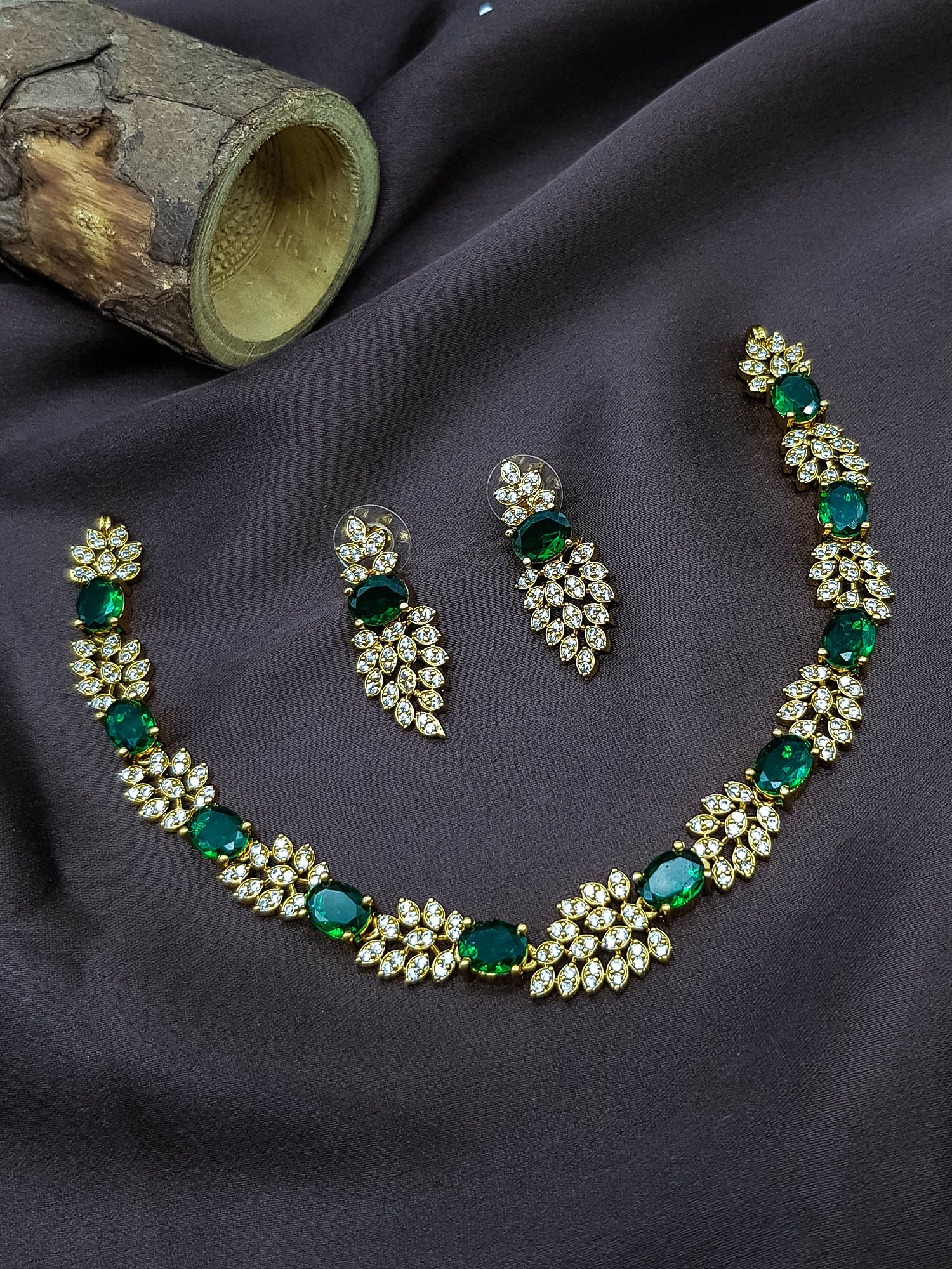 Premium Gold Plated Short CZ Necklace Set