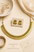 Premium Kasu short necklace set with Green Stones