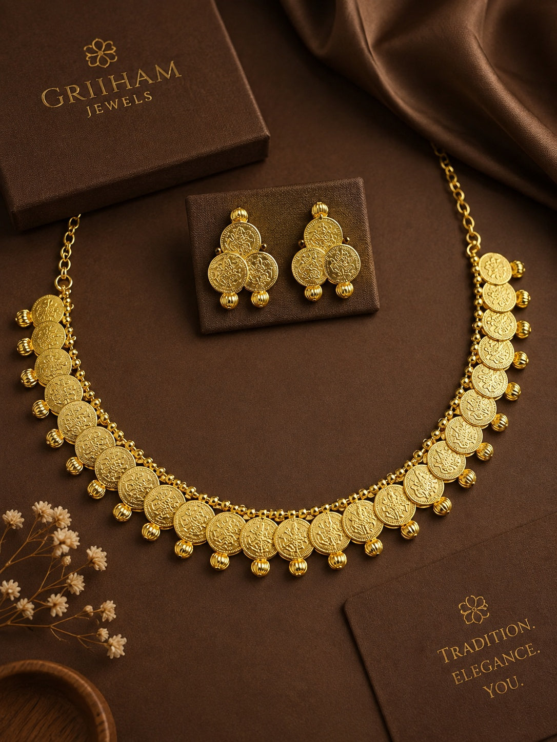 Premium Kasu Short necklace Set