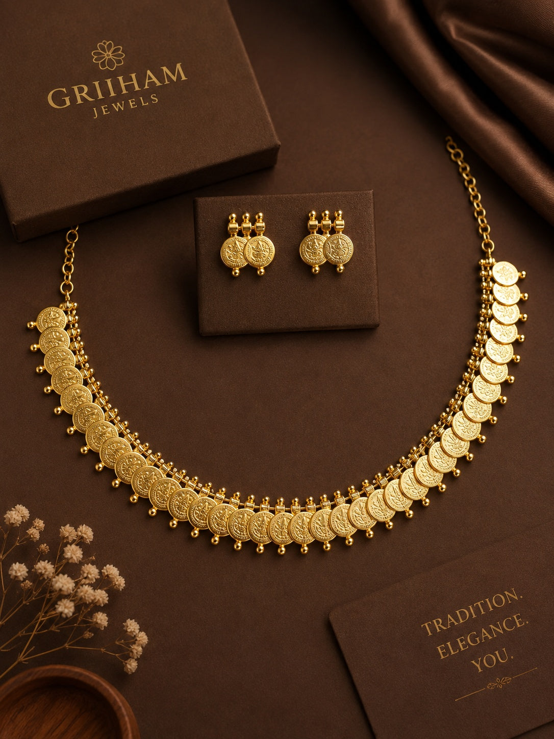 Premium Kasu Short necklace Set
