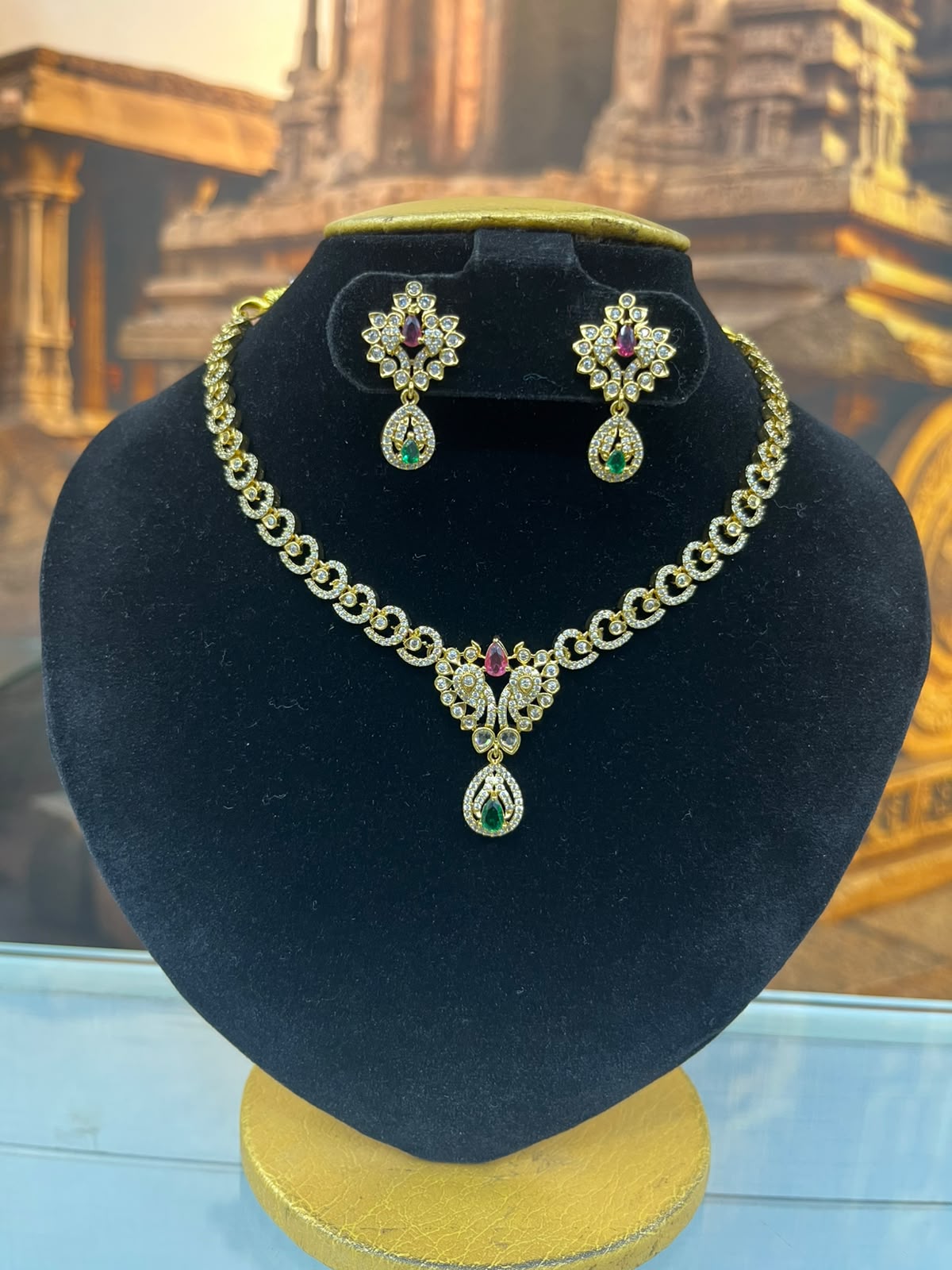 Premium Half CZ Necklace Set