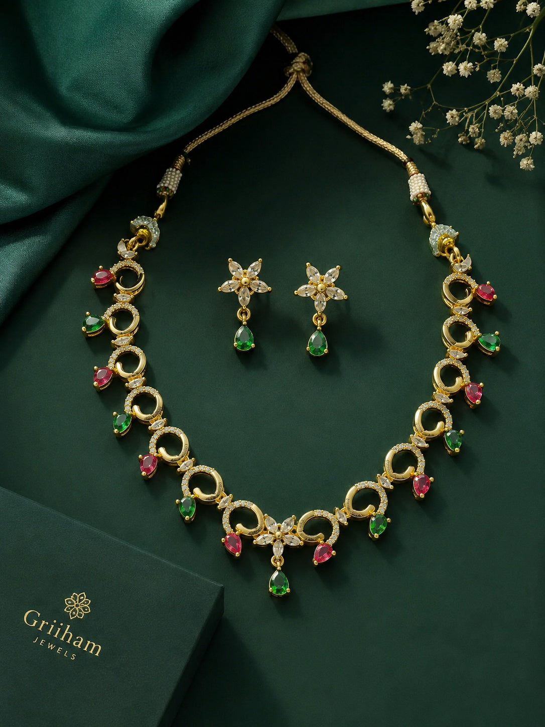 Premium Multicolour CZ Necklace Set