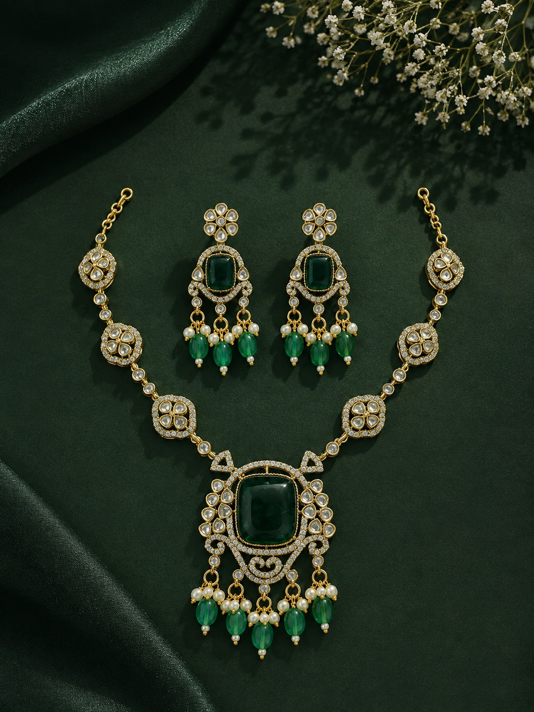 Simple Mossannite Short Necklace Set