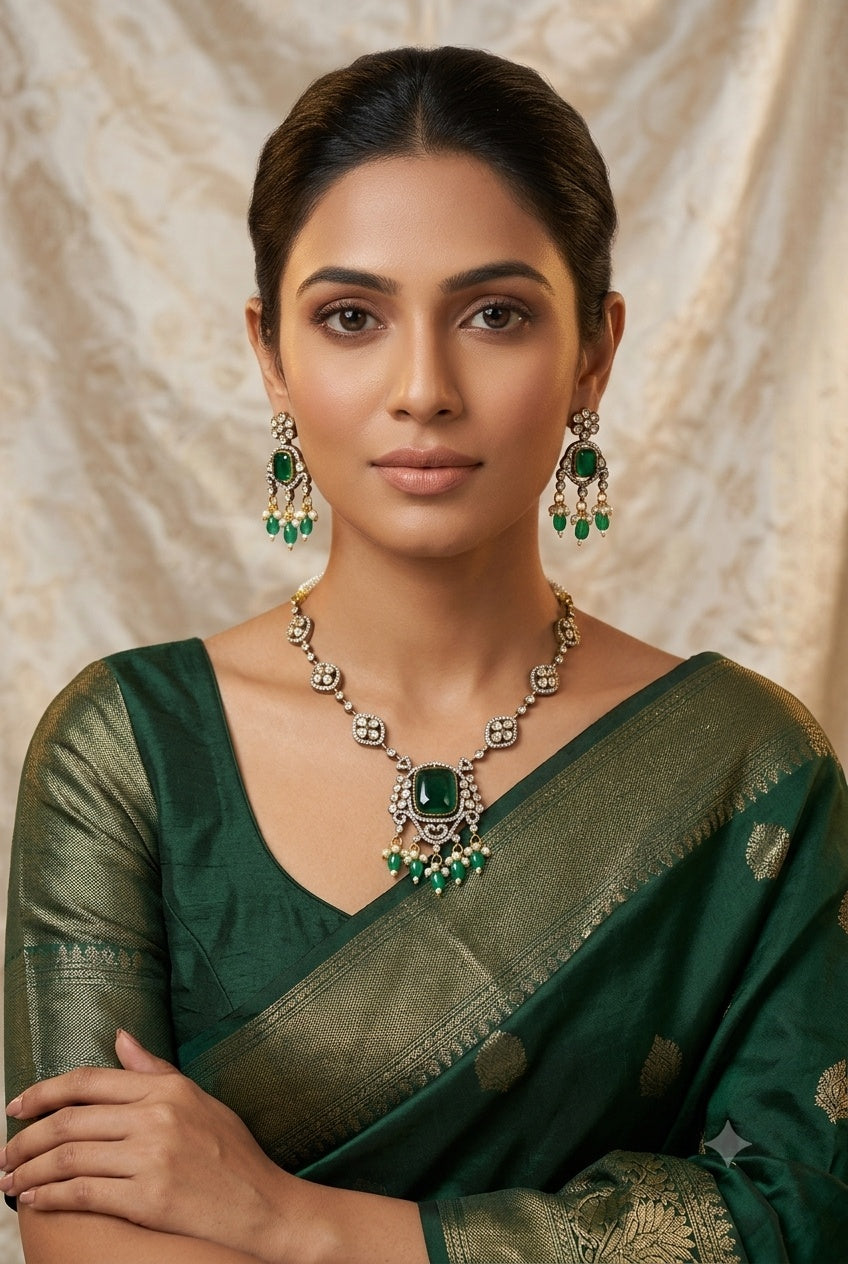 Simple Mossannite Short Necklace Set