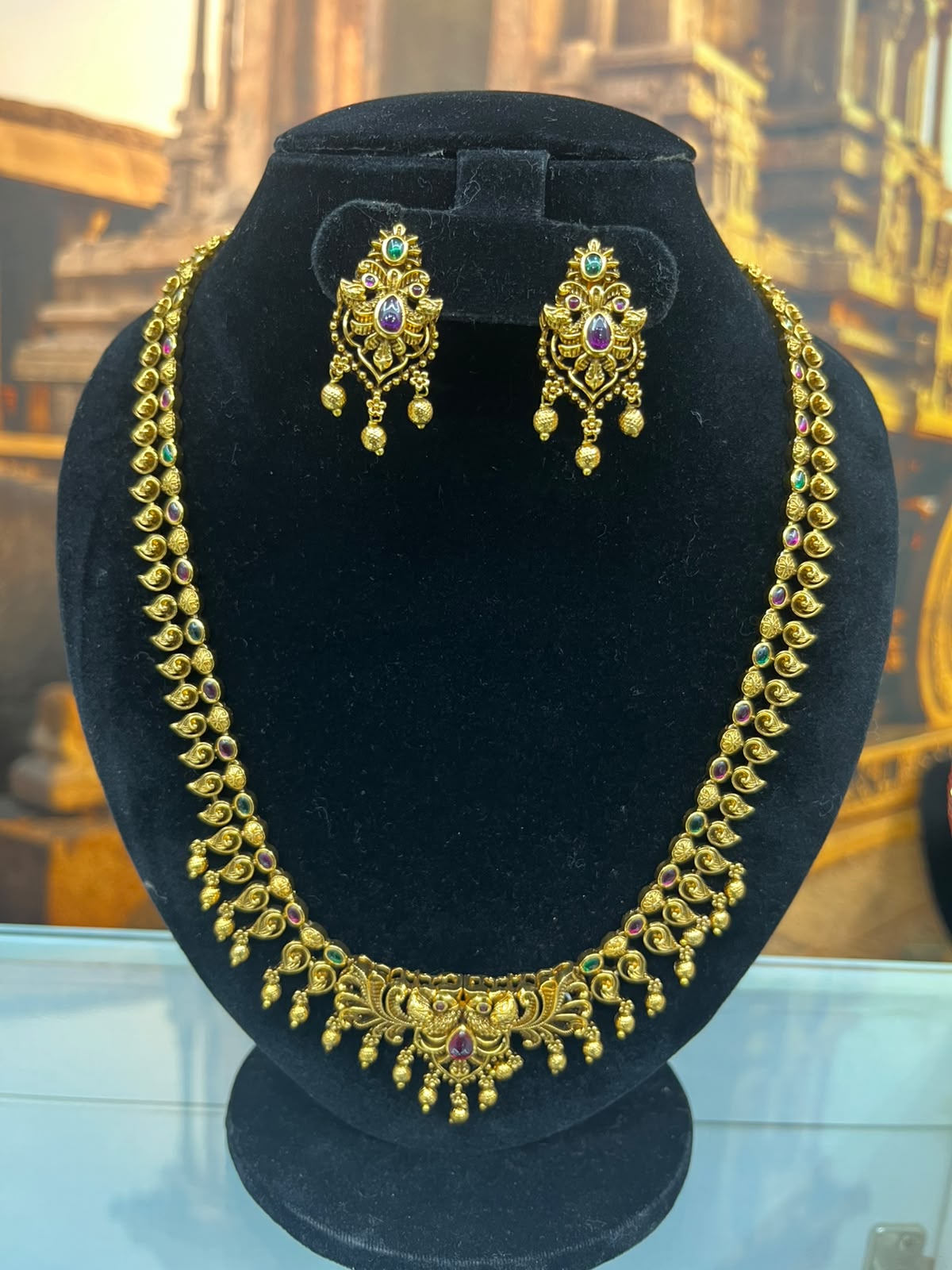 Temple Long Necklace Set