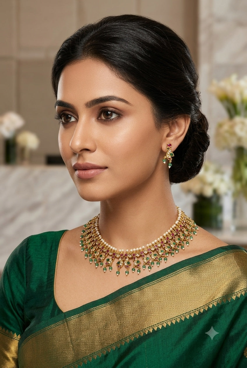 Medium Kundan Jadao Necklace Set