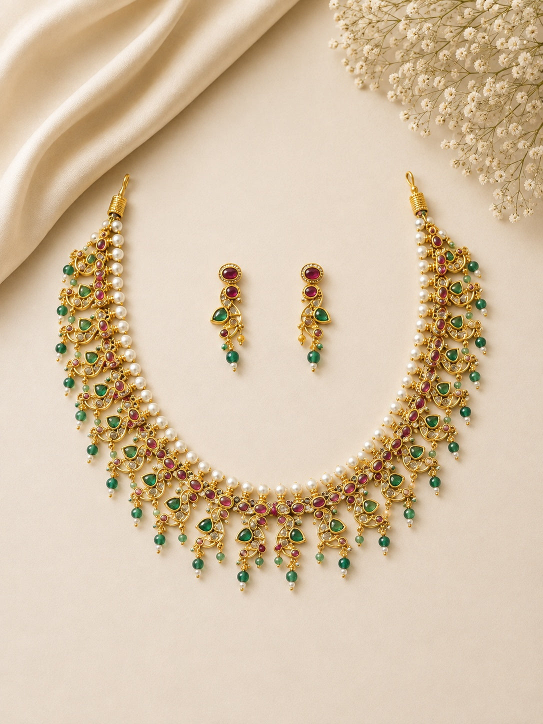 Medium Kundan Jadao Necklace Set