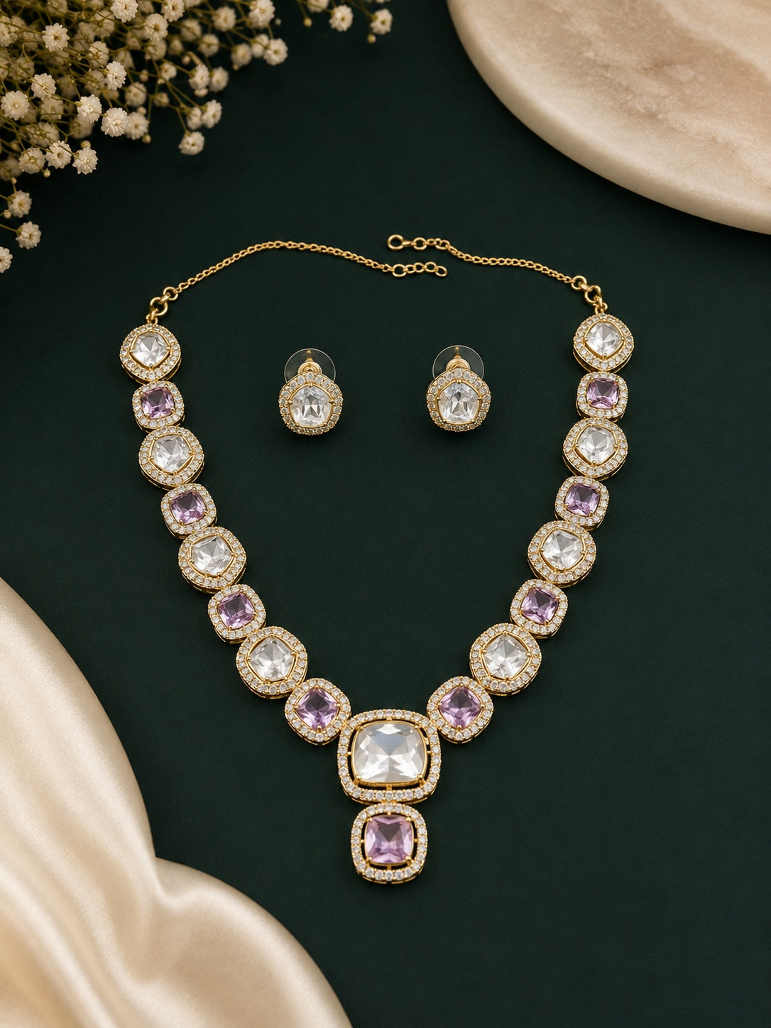 Gold plated Medium AC Kundan Necklace