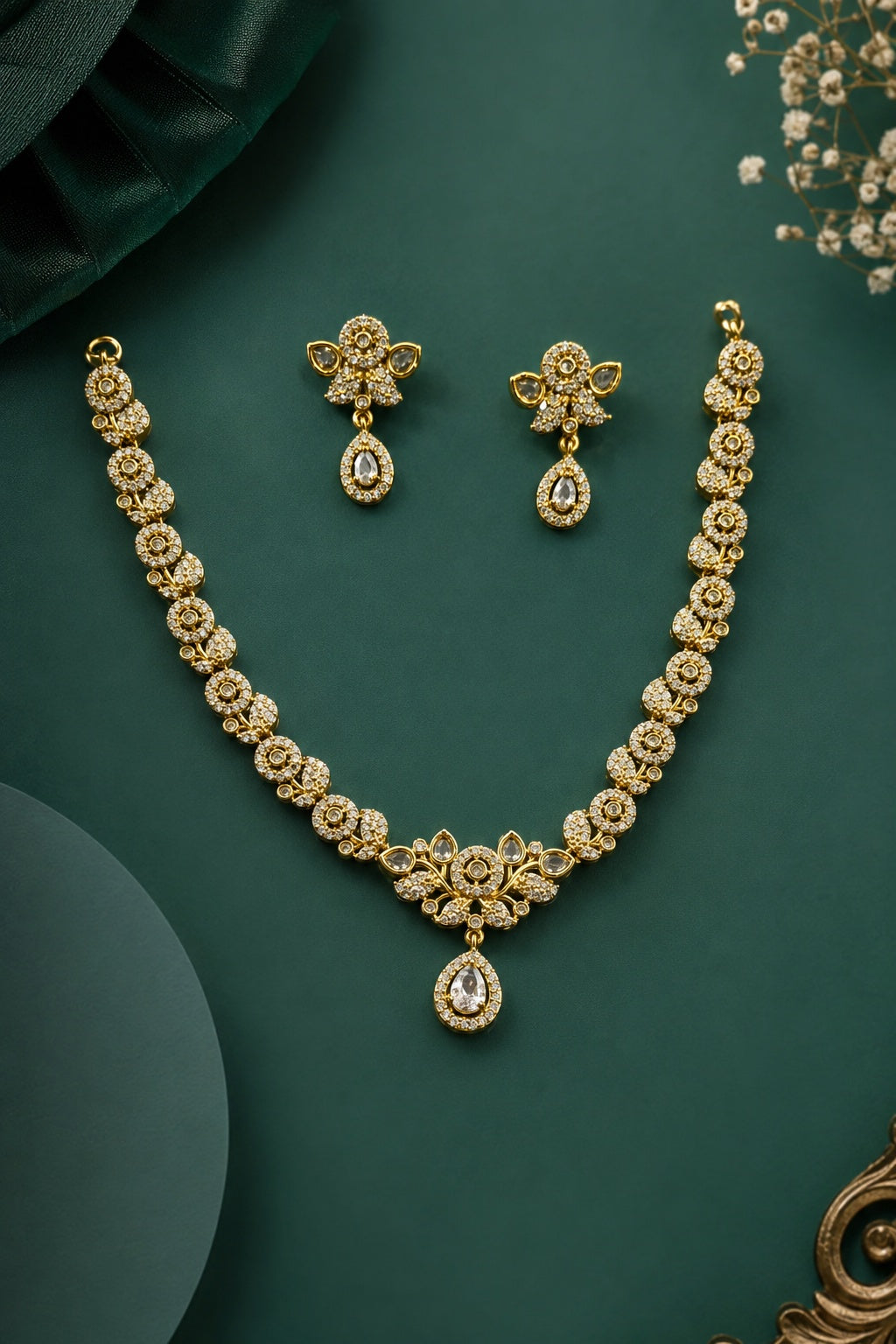Gold Plated CZ Necklace Set