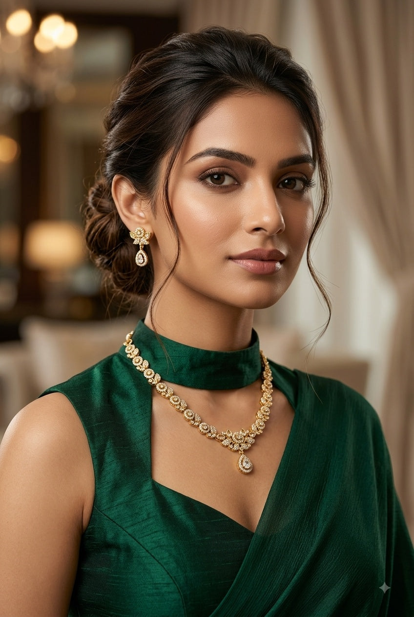Gold Plated CZ Necklace Set