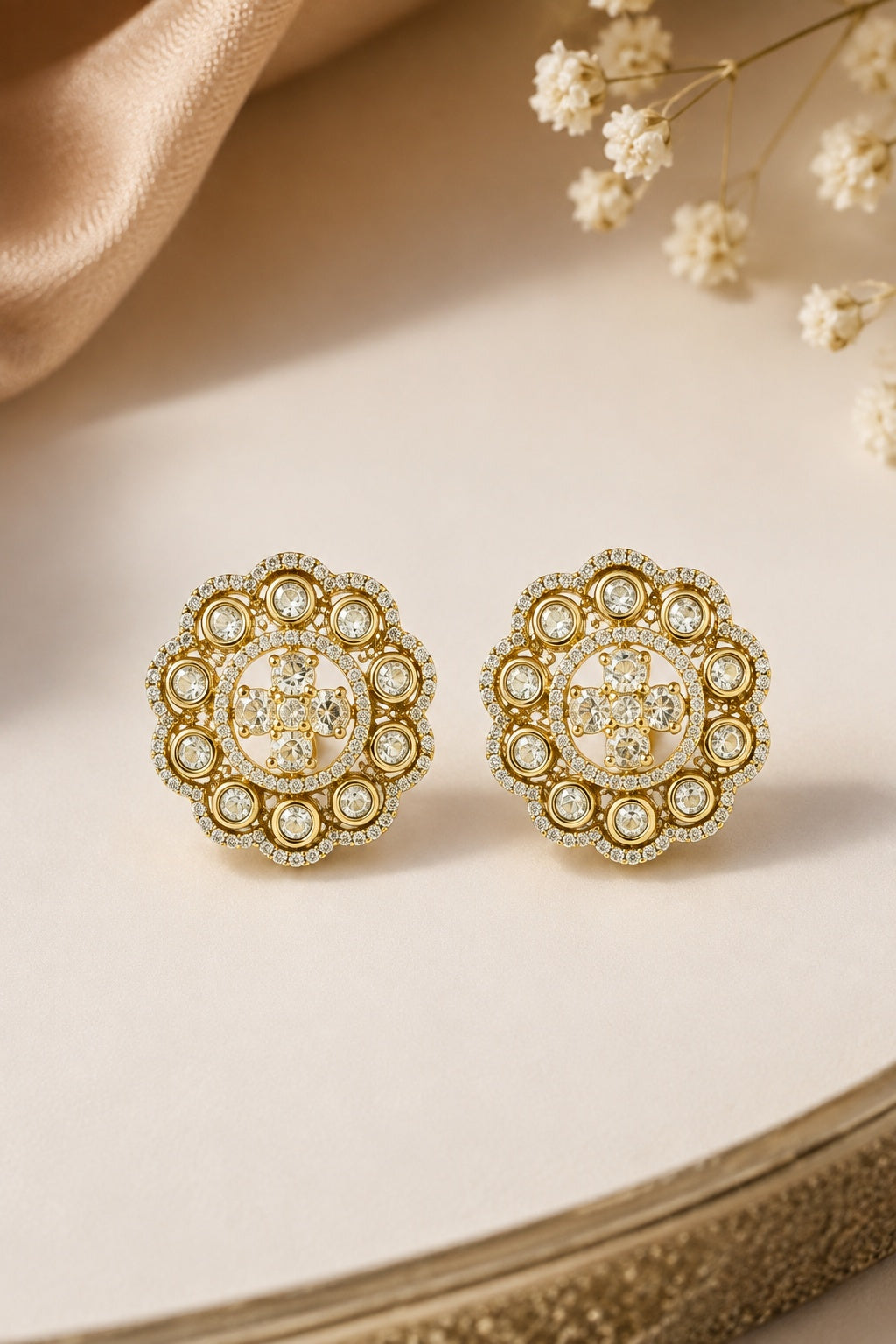 Gold Plated Mozaannite Earrings